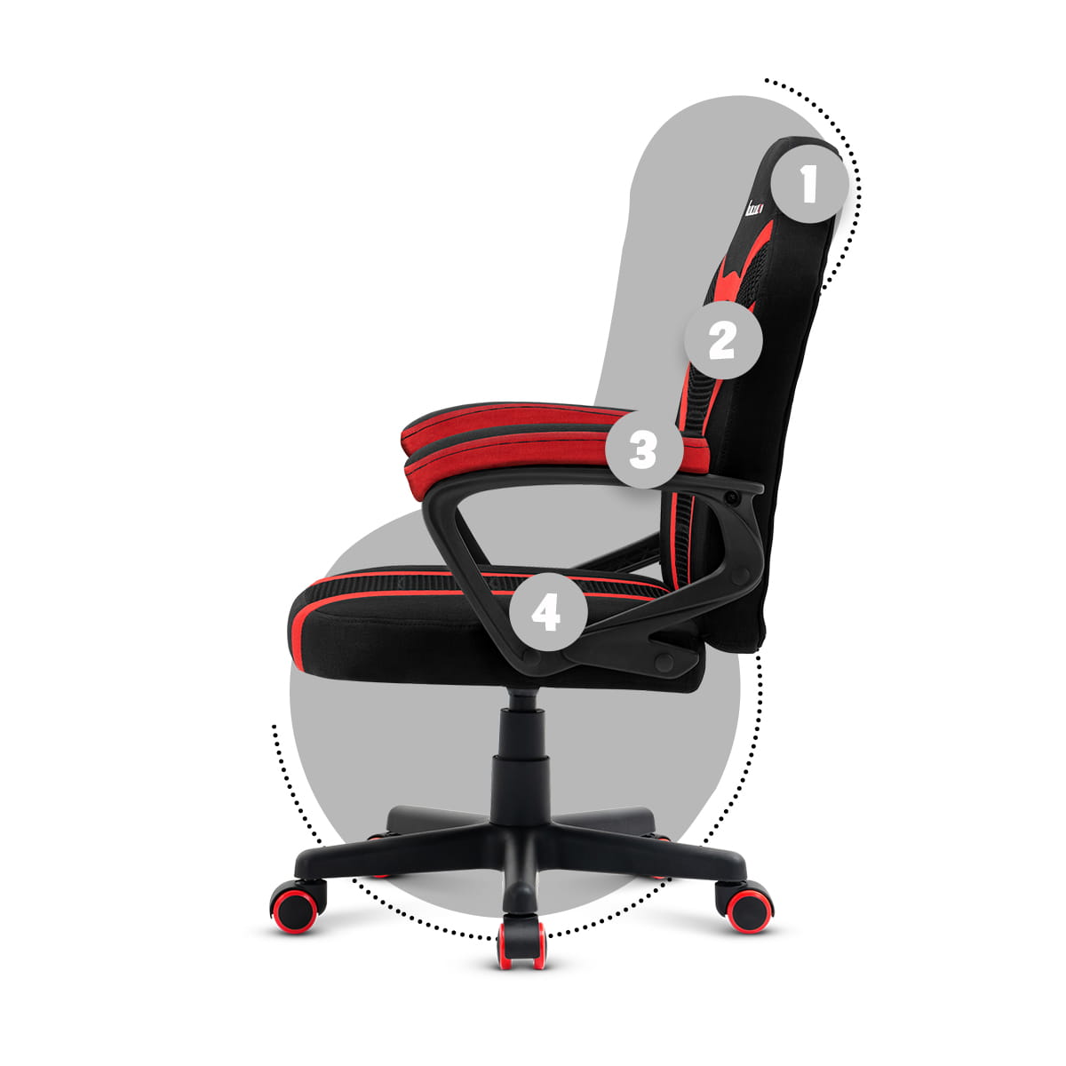 HUZARO RANGER 1.0 Rot Mesh Gaming-Stuhl für Kinder