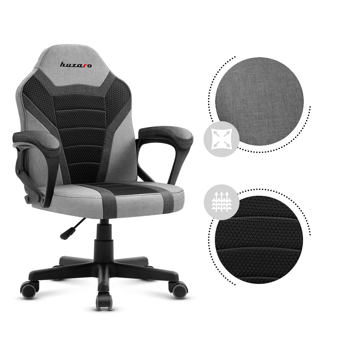 HUZARO RANGER 1.0 Grau Mesh Gaming-Stuhl für Kinder