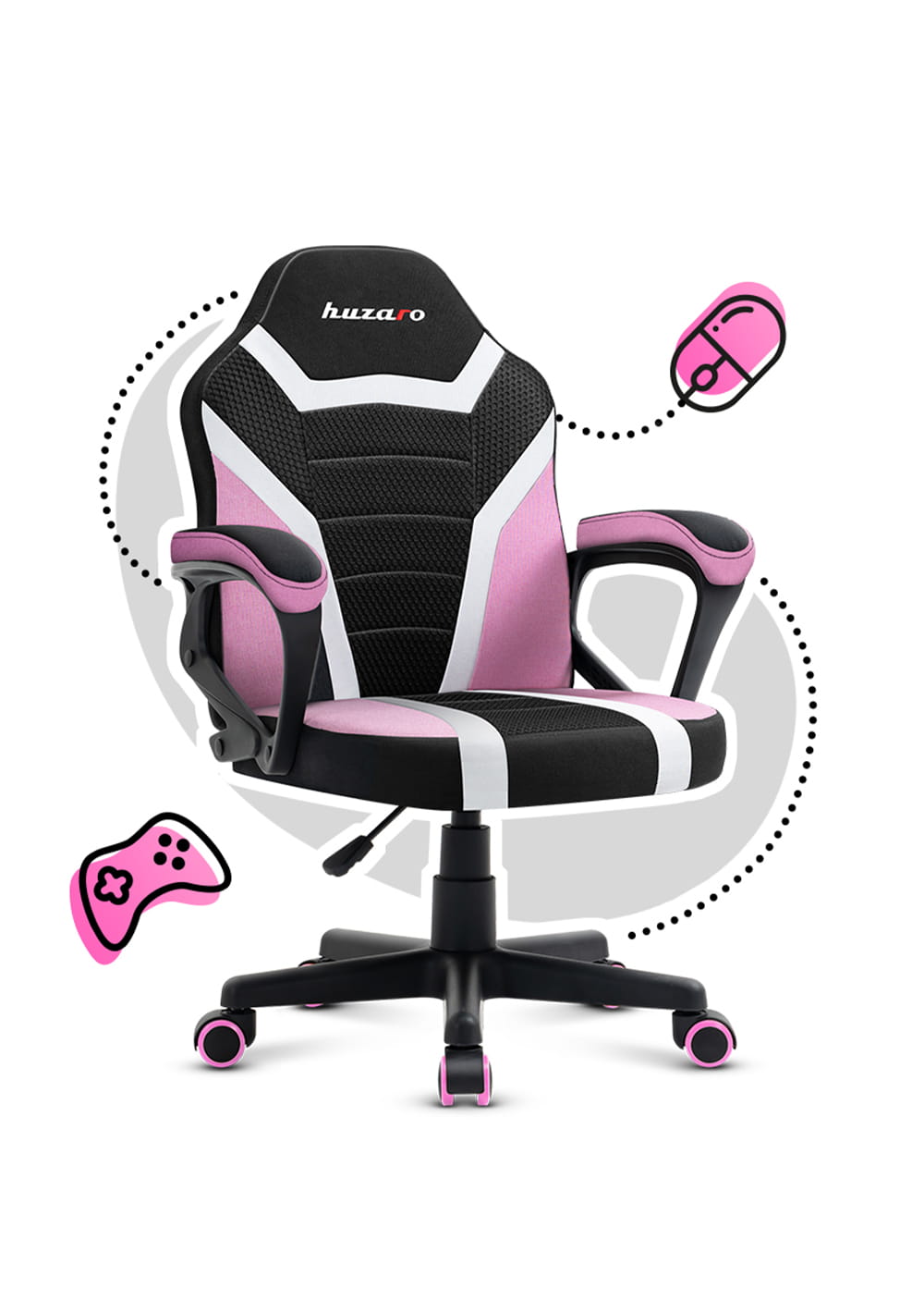 HUZARO RANGER 1.0 Rosa Mesh Gaming-Stuhl für Kinder