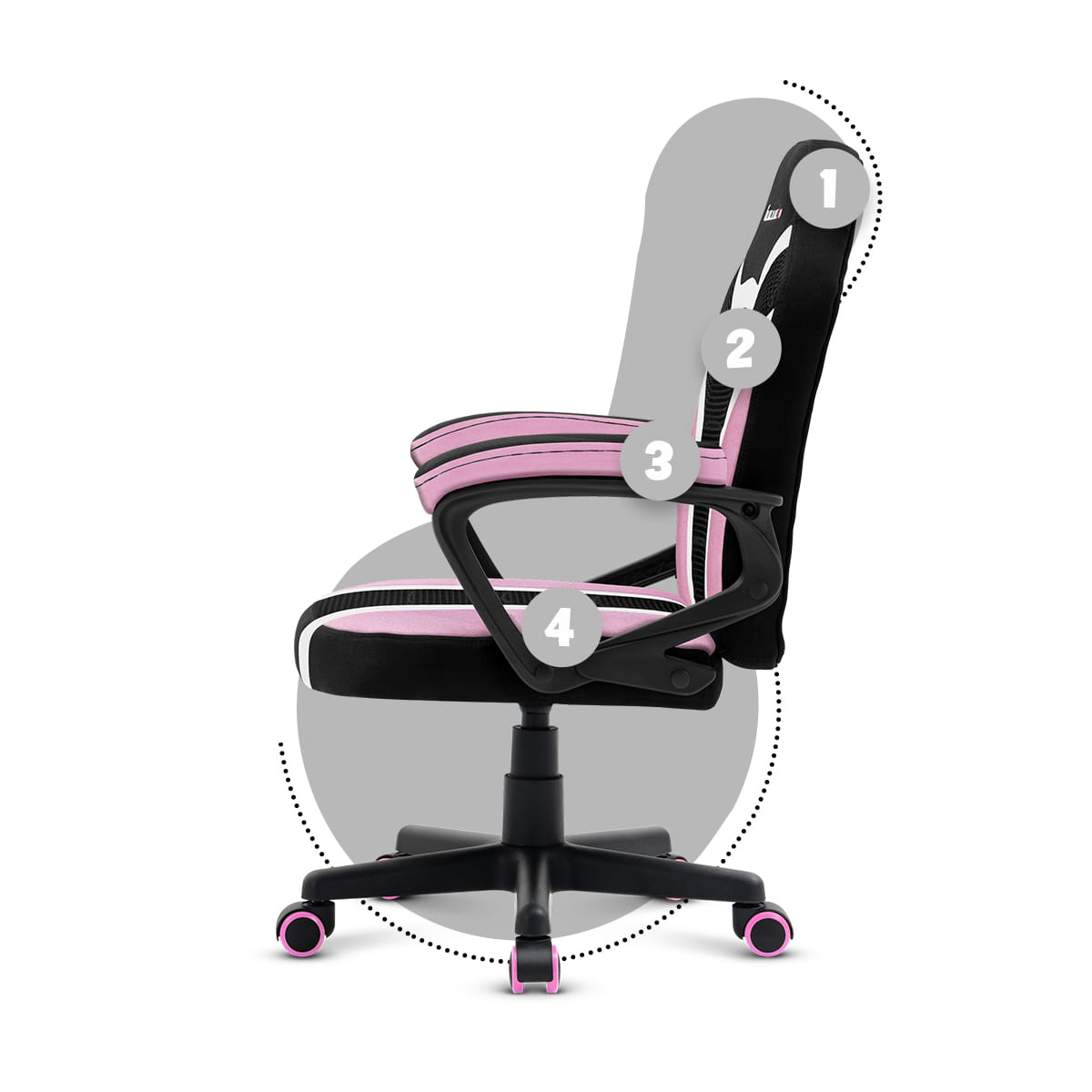 HUZARO RANGER 1.0 Rosa Mesh Gaming-Stuhl für Kinder