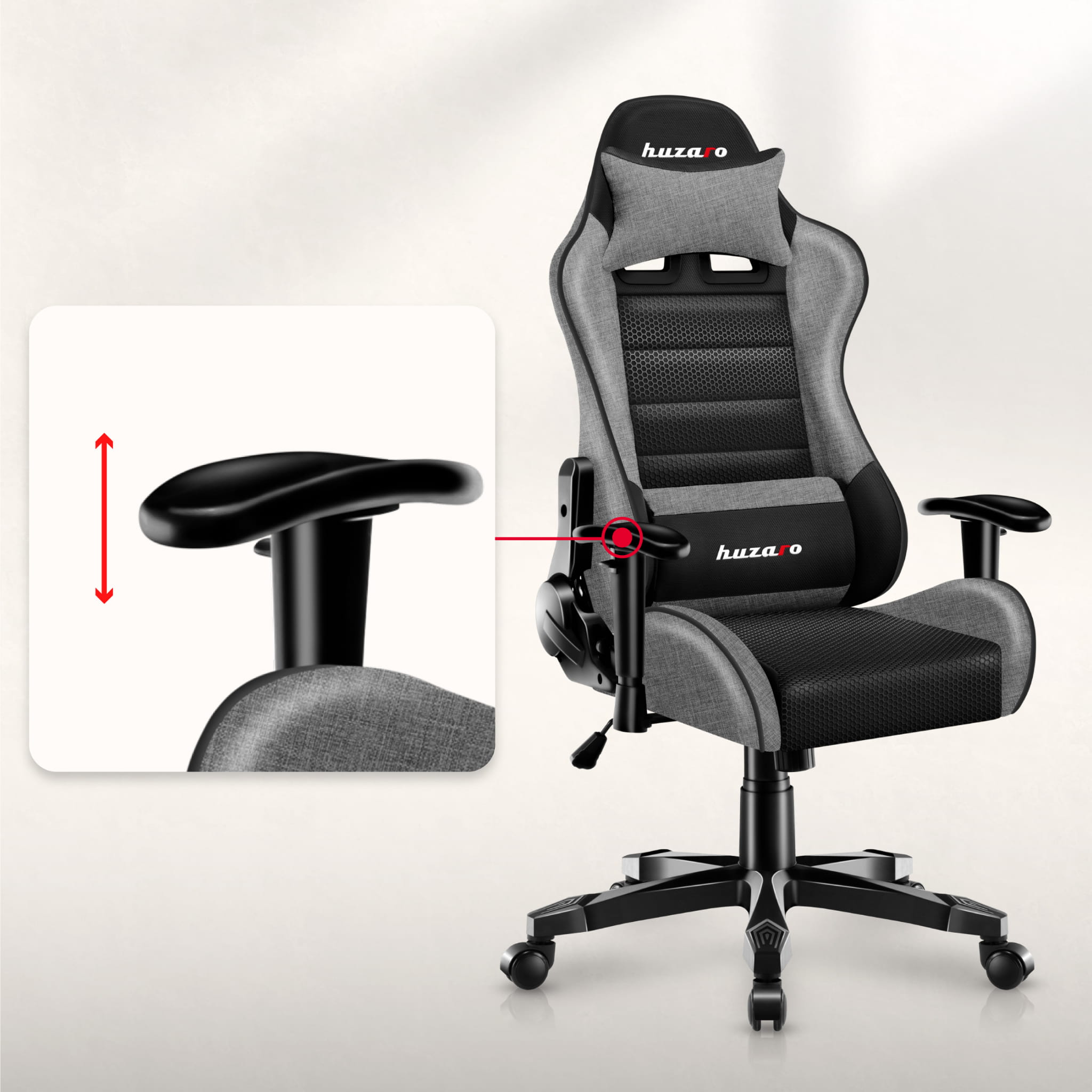 HUZARO RANGER 6.0 Grau Mesh Gaming-Stuhl für Kinder