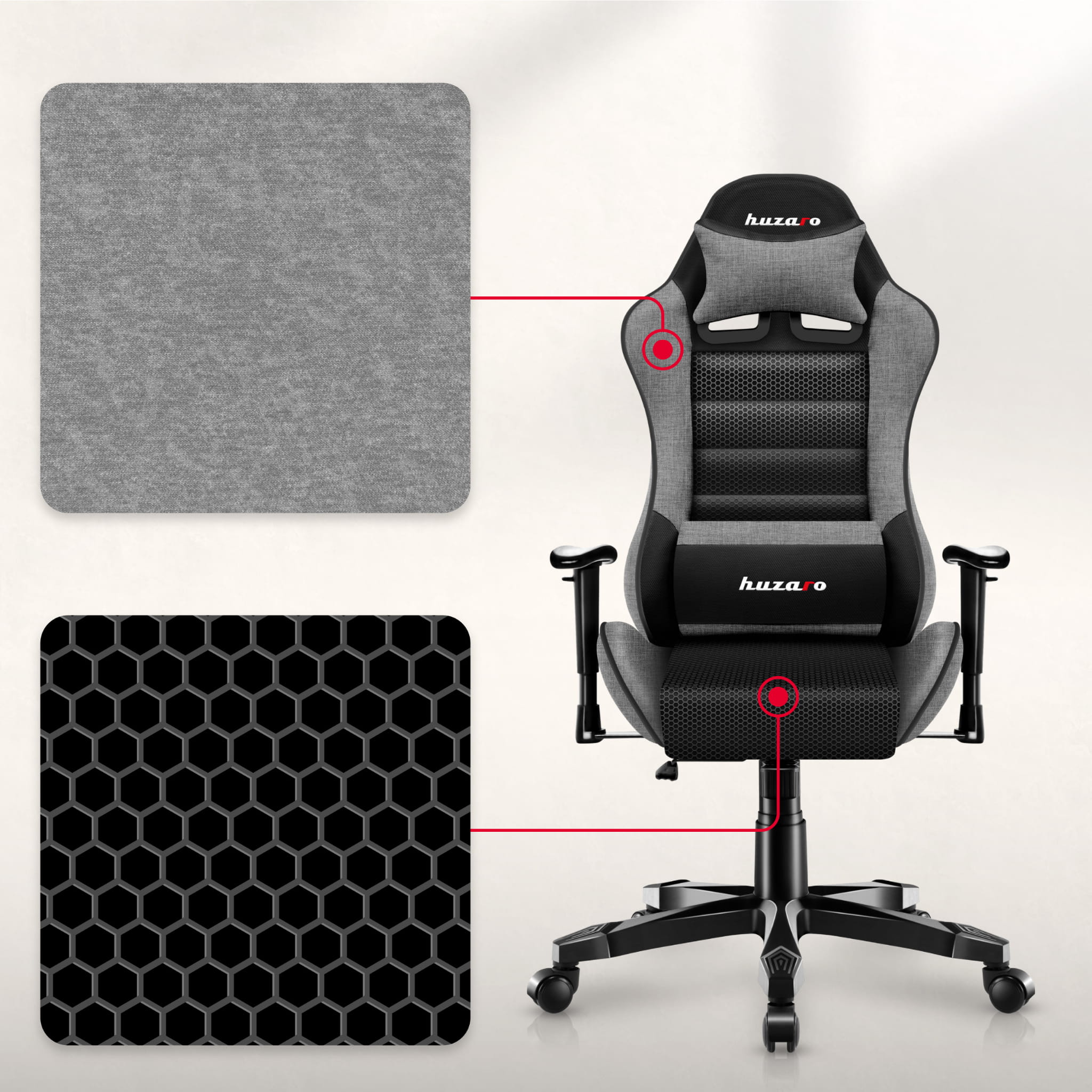 HUZARO RANGER 6.0 Grau Mesh Gaming-Stuhl für Kinder