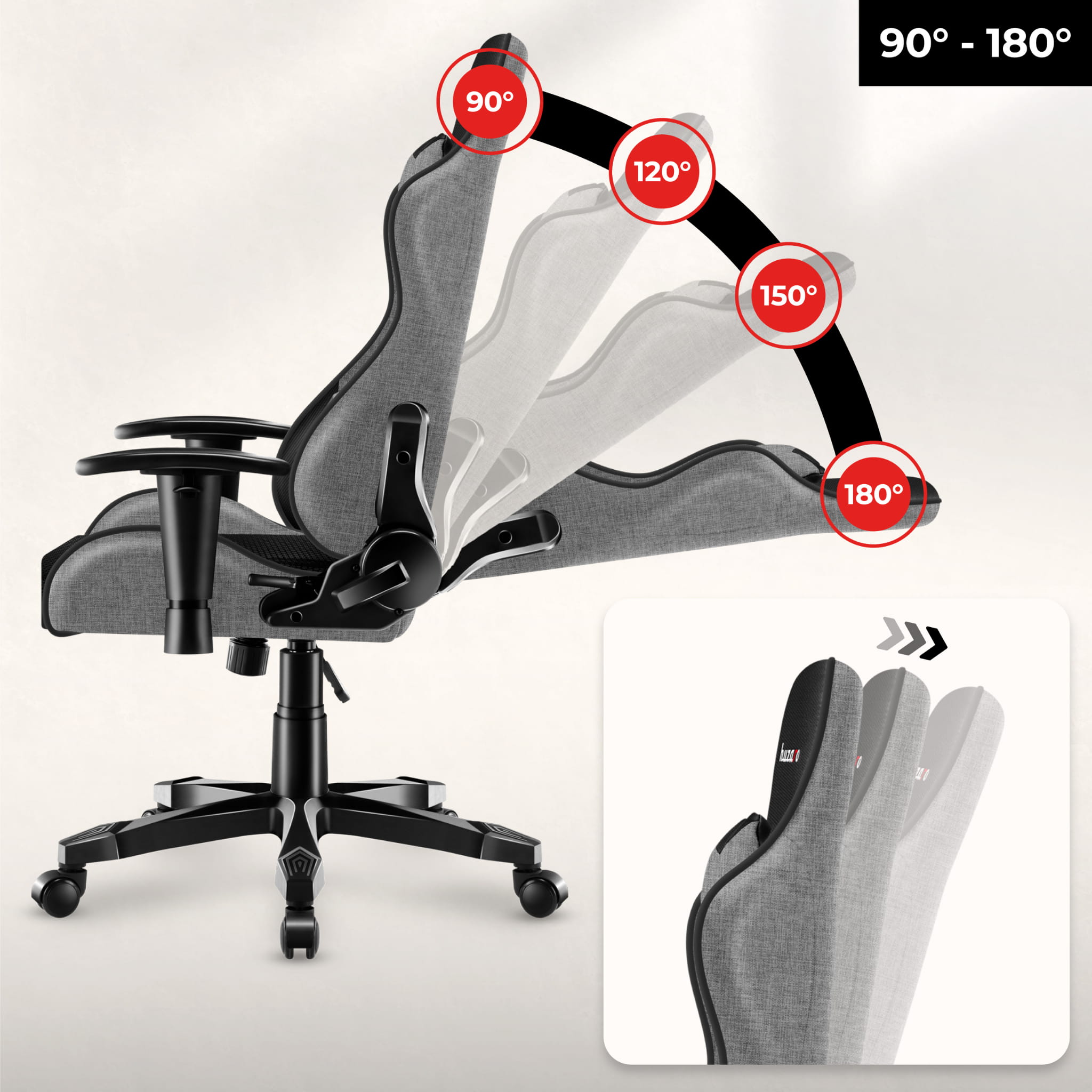 HUZARO RANGER 6.0 Grau Mesh Gaming-Stuhl für Kinder