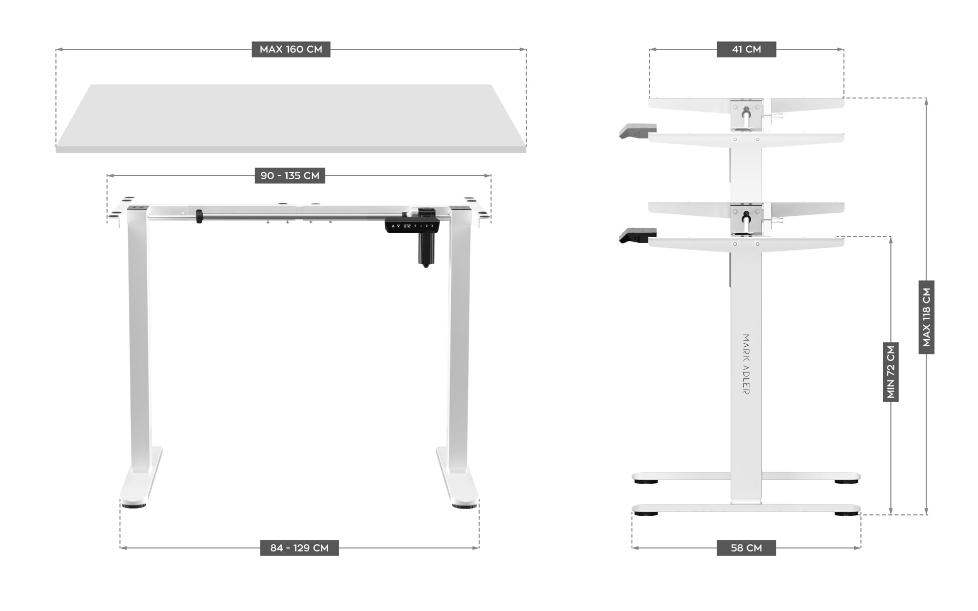 MARK ADLER Xeno 4.1 Elektrischer Schreibtischrahmen Weiß