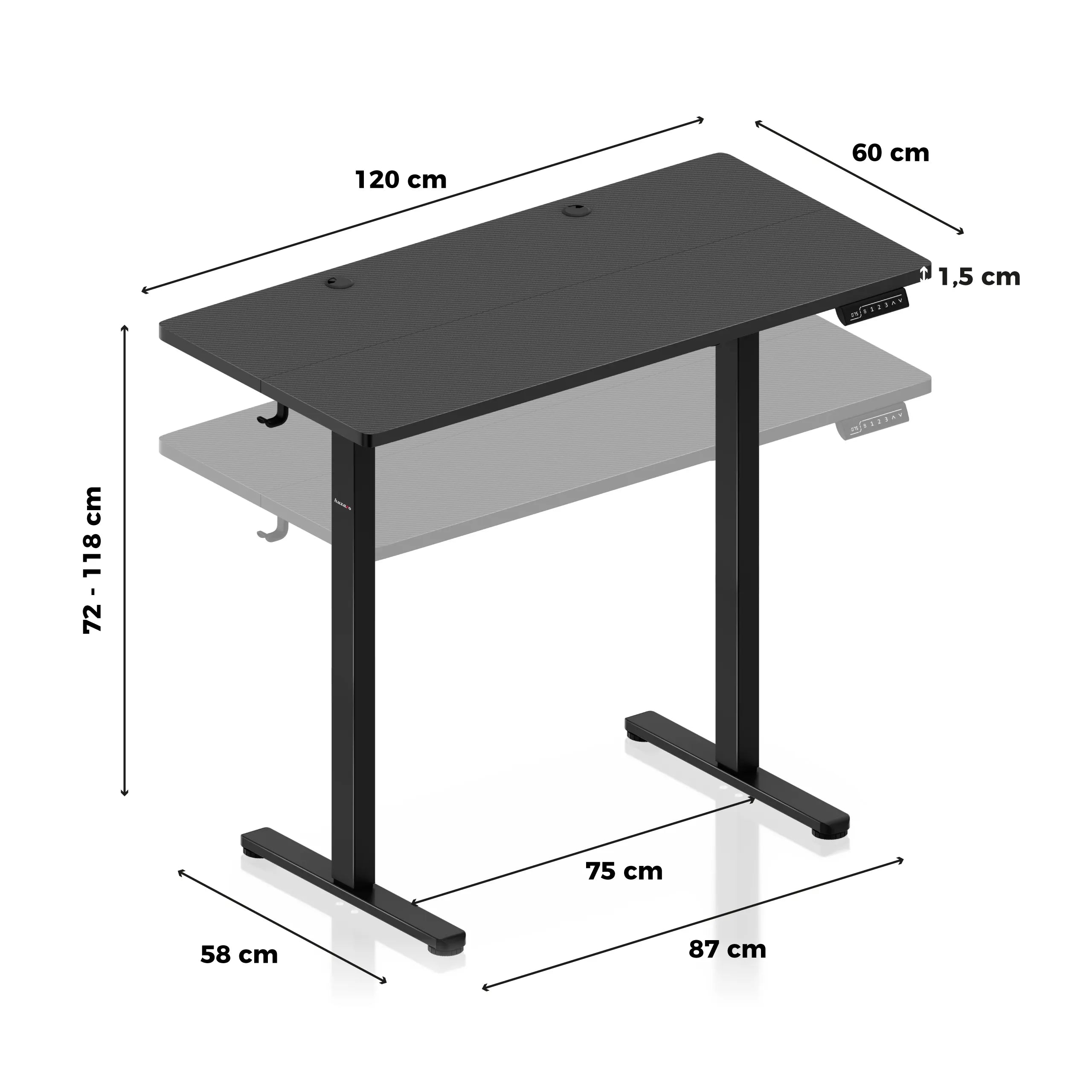 Huzaro Hero 8.1 Höhenverstellbarer Schreibtisch Schwarz