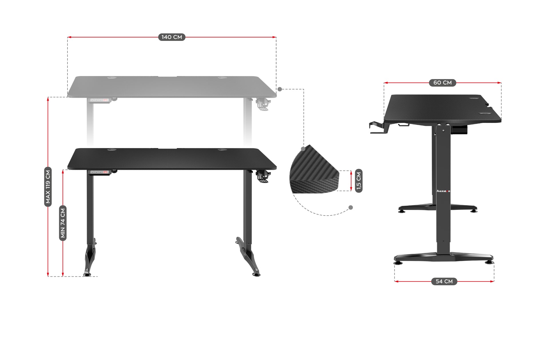 Huzaro Hero 8.5 elektrischer Schreibtisch