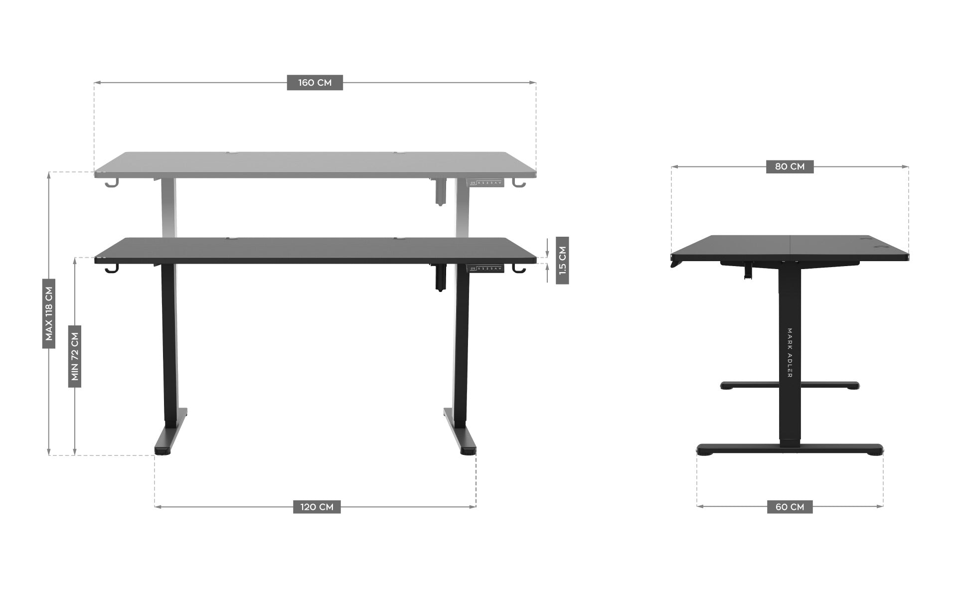 Mark Adler Leader 7.6 Elektrischer Schreibtisch Schwarz