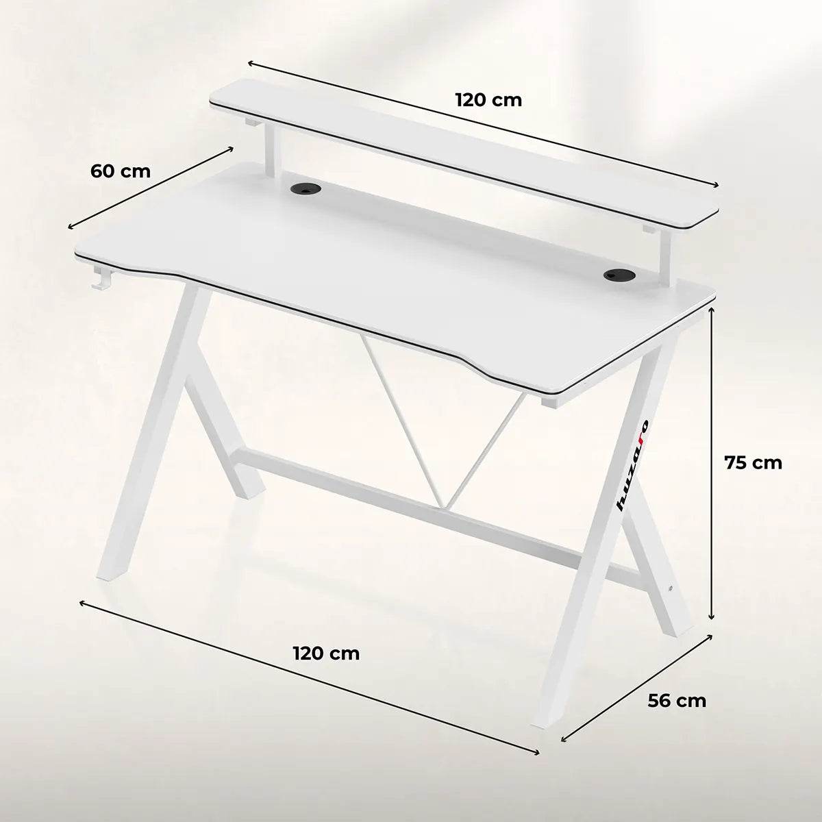 Gaming-Schreibtisch 120 cm Huzaro Hero 1.9 Weiß