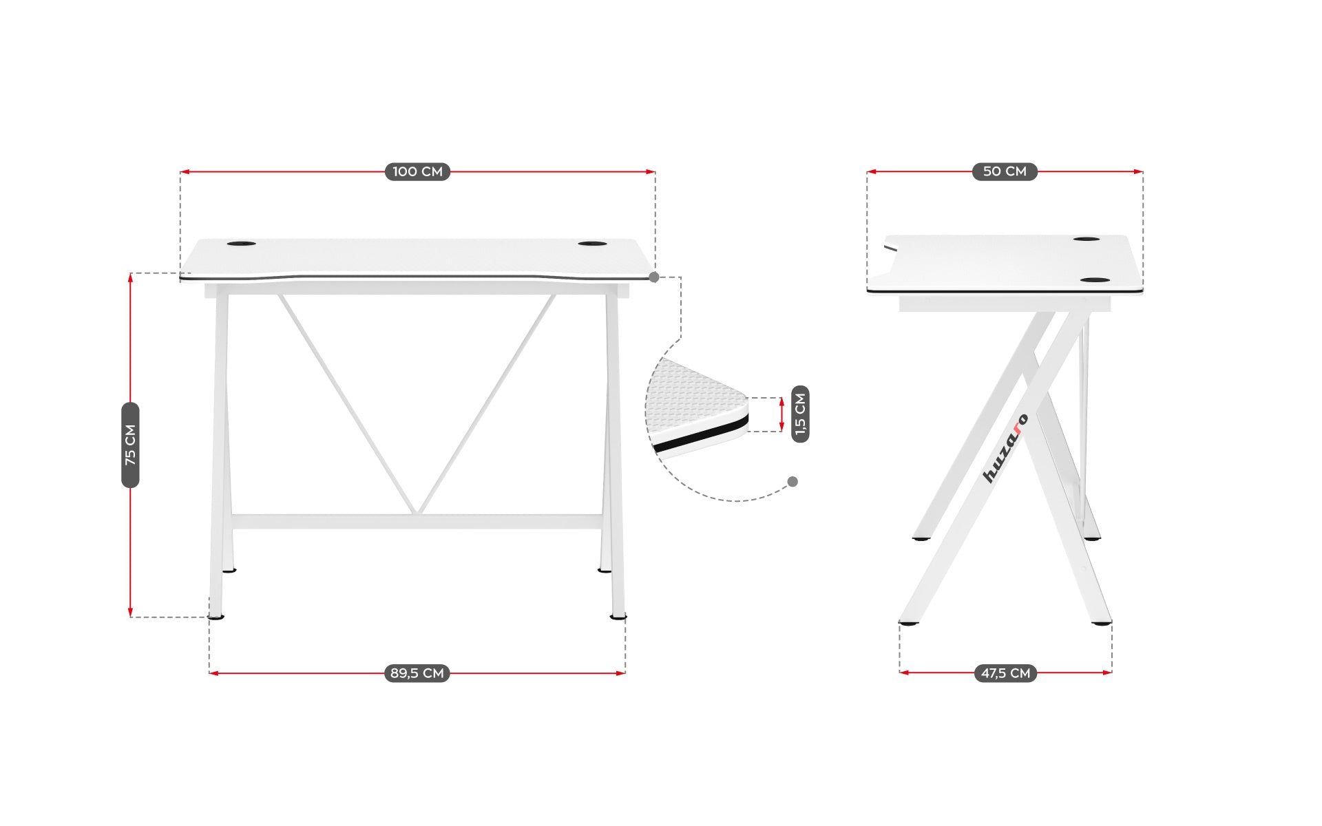 Huzaro Hero 1.4 Weißer Gaming-Schreibtisch