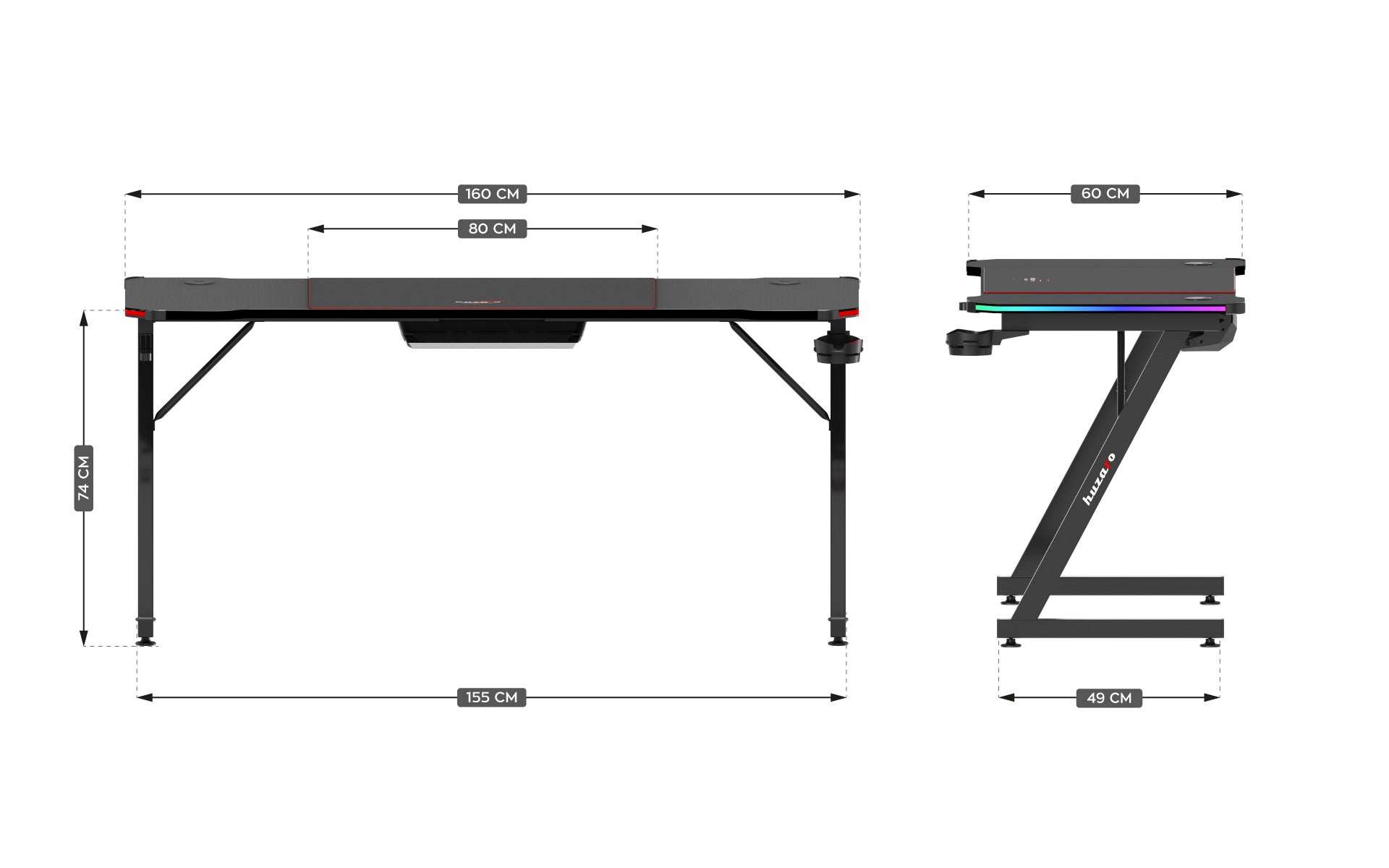 Huzaro Hero 4.8 Gaming-Schreibtisch RGB LED