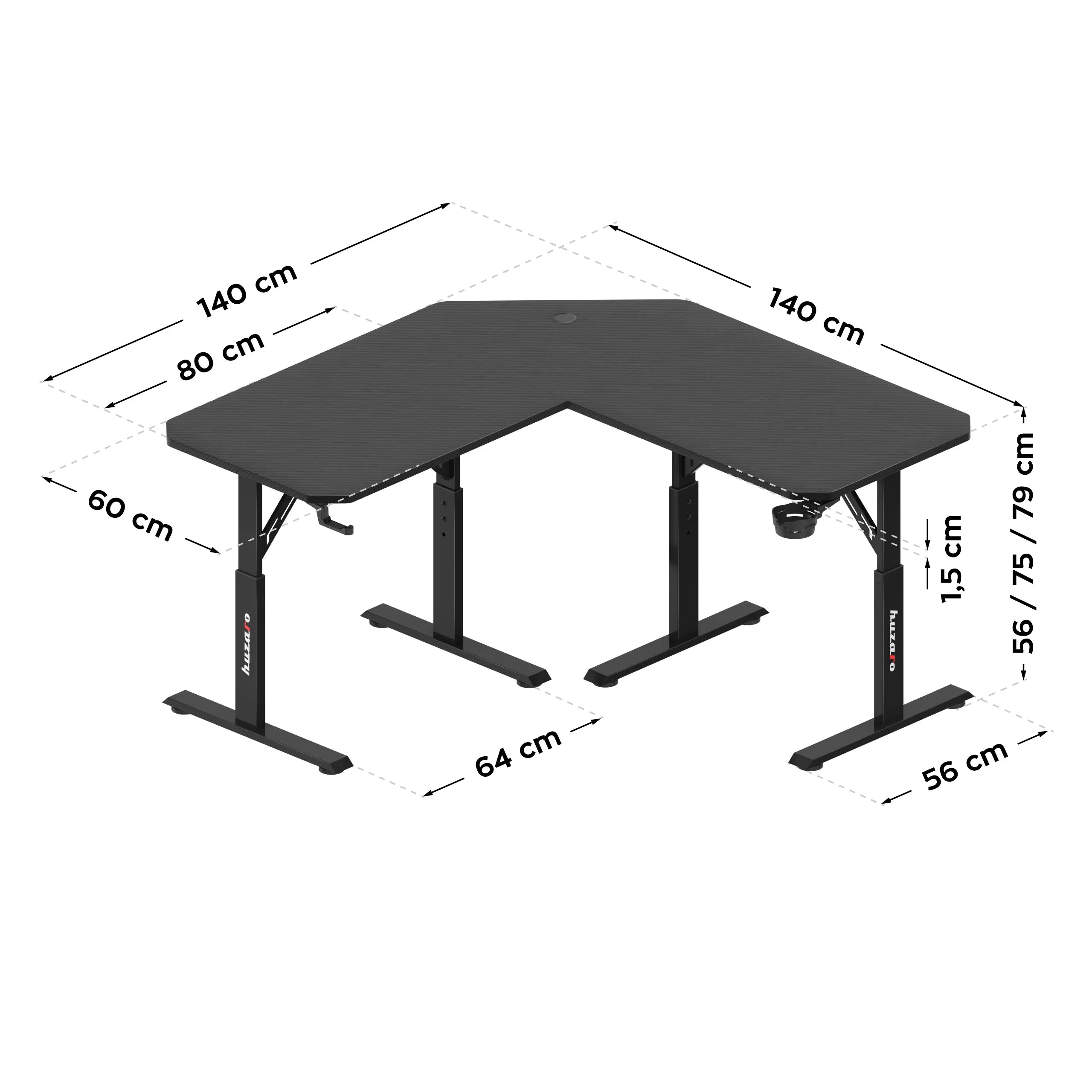 Huzaro Hero 7.3 Elektrischer Eckschreibtisch schwarz