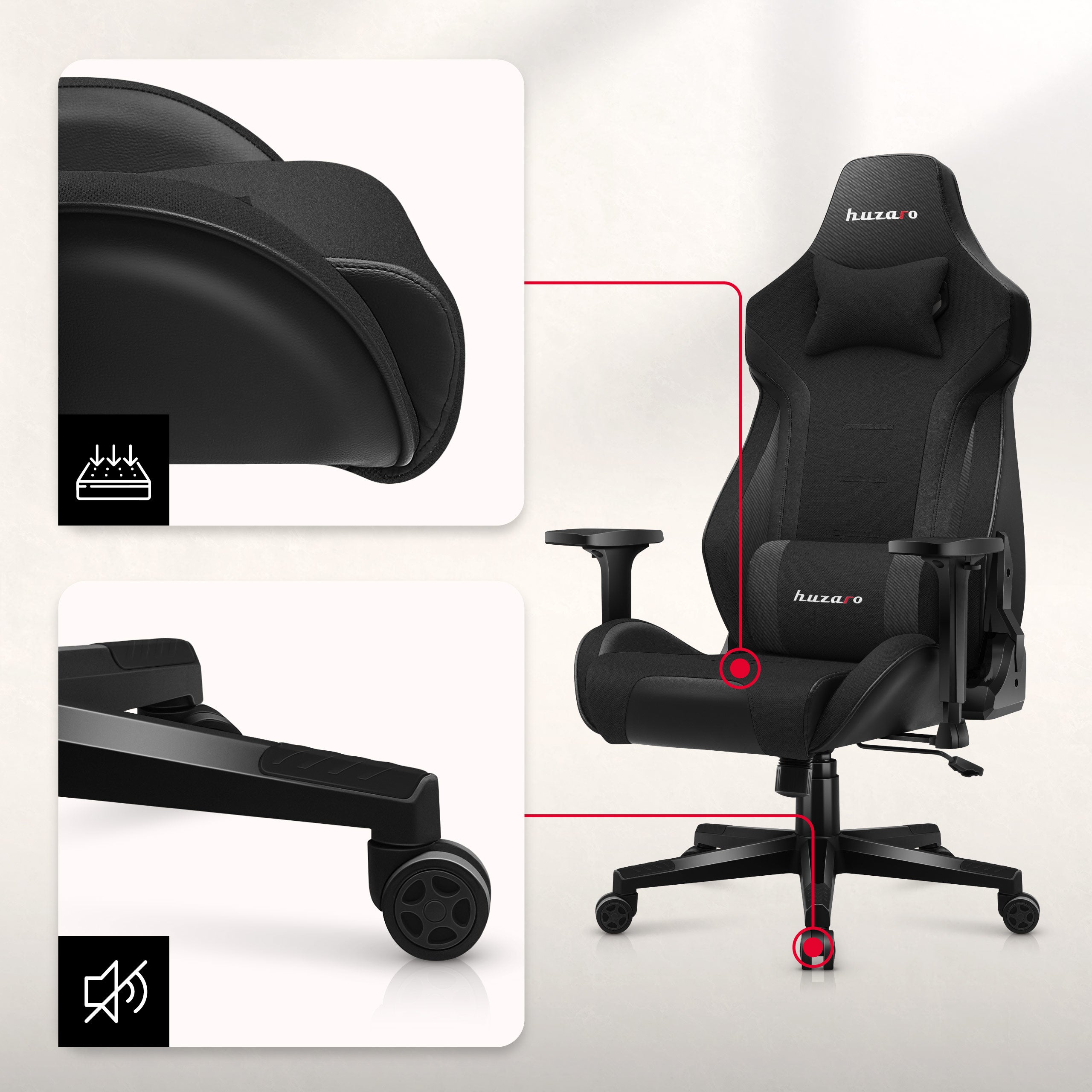 HUZARO FORCE 7.6 Gaming-Stuhl Schwarz