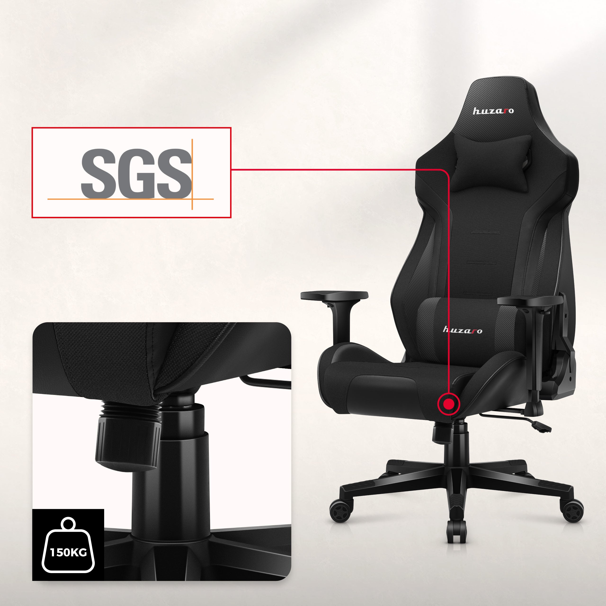 HUZARO FORCE 7.6 Gaming-Stuhl Schwarz