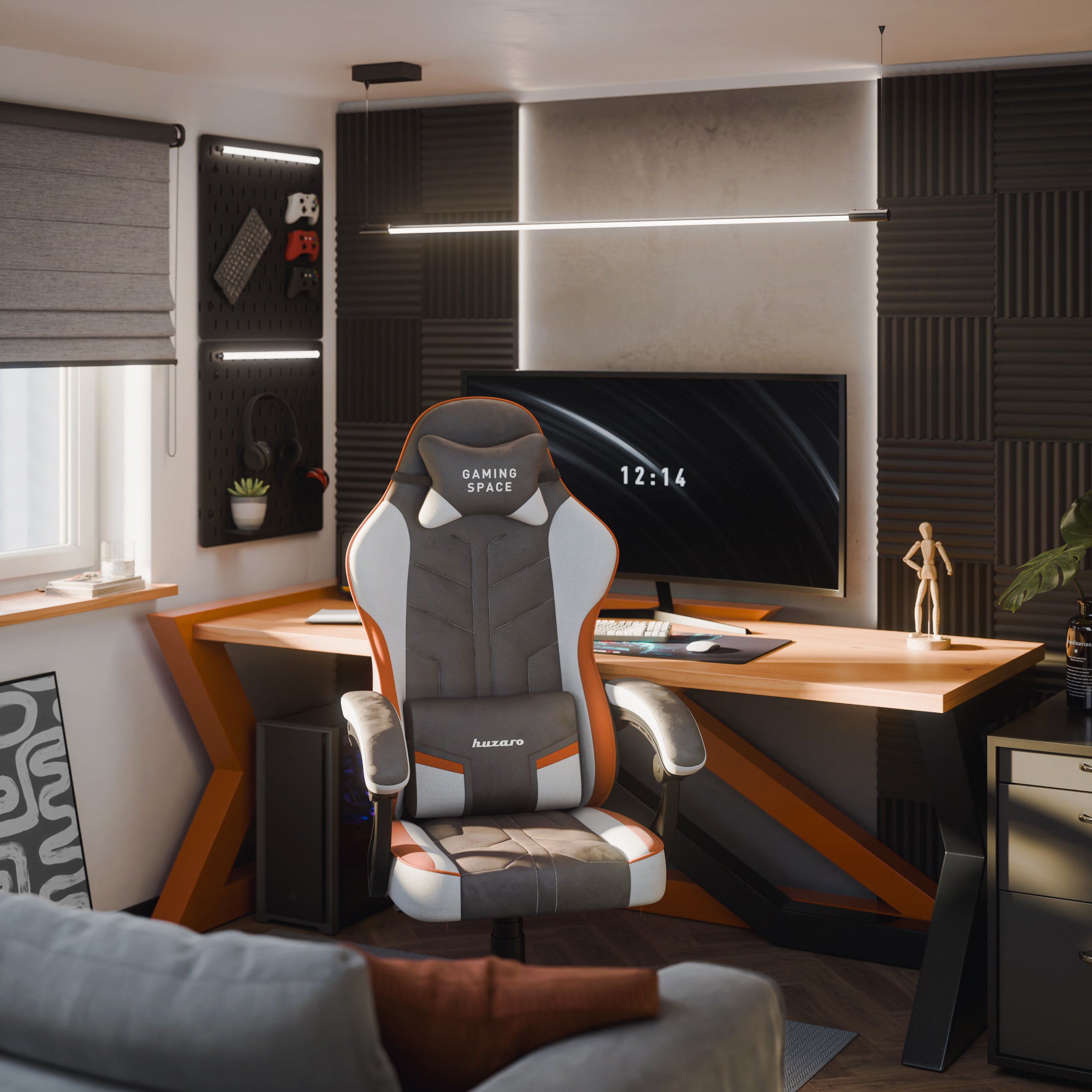 Huzaro Force 2.7 Gaming-Stuhl aus grauem Samt