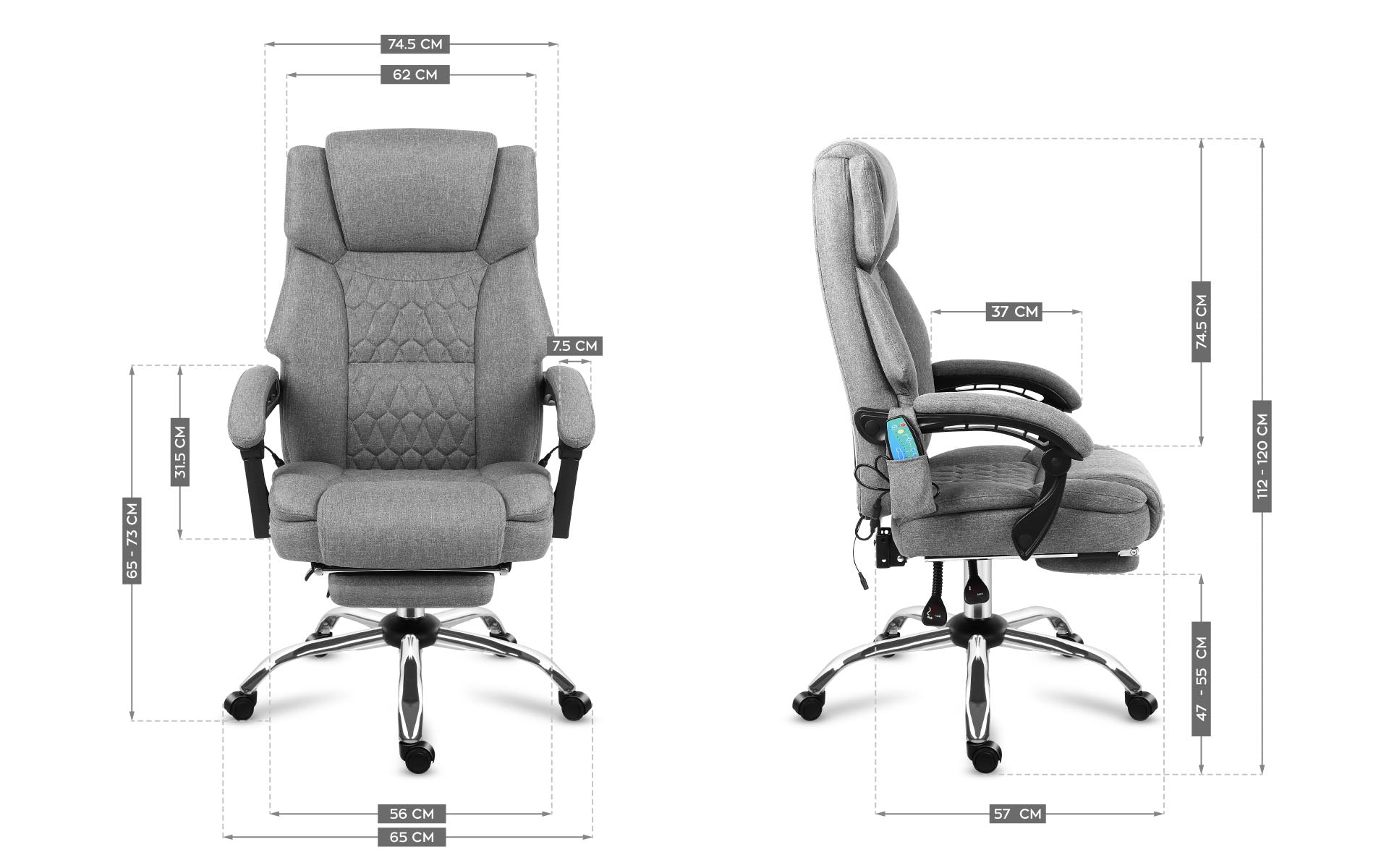 Mark Adler Boss 6.0 Grau Massage-Bürostuhl