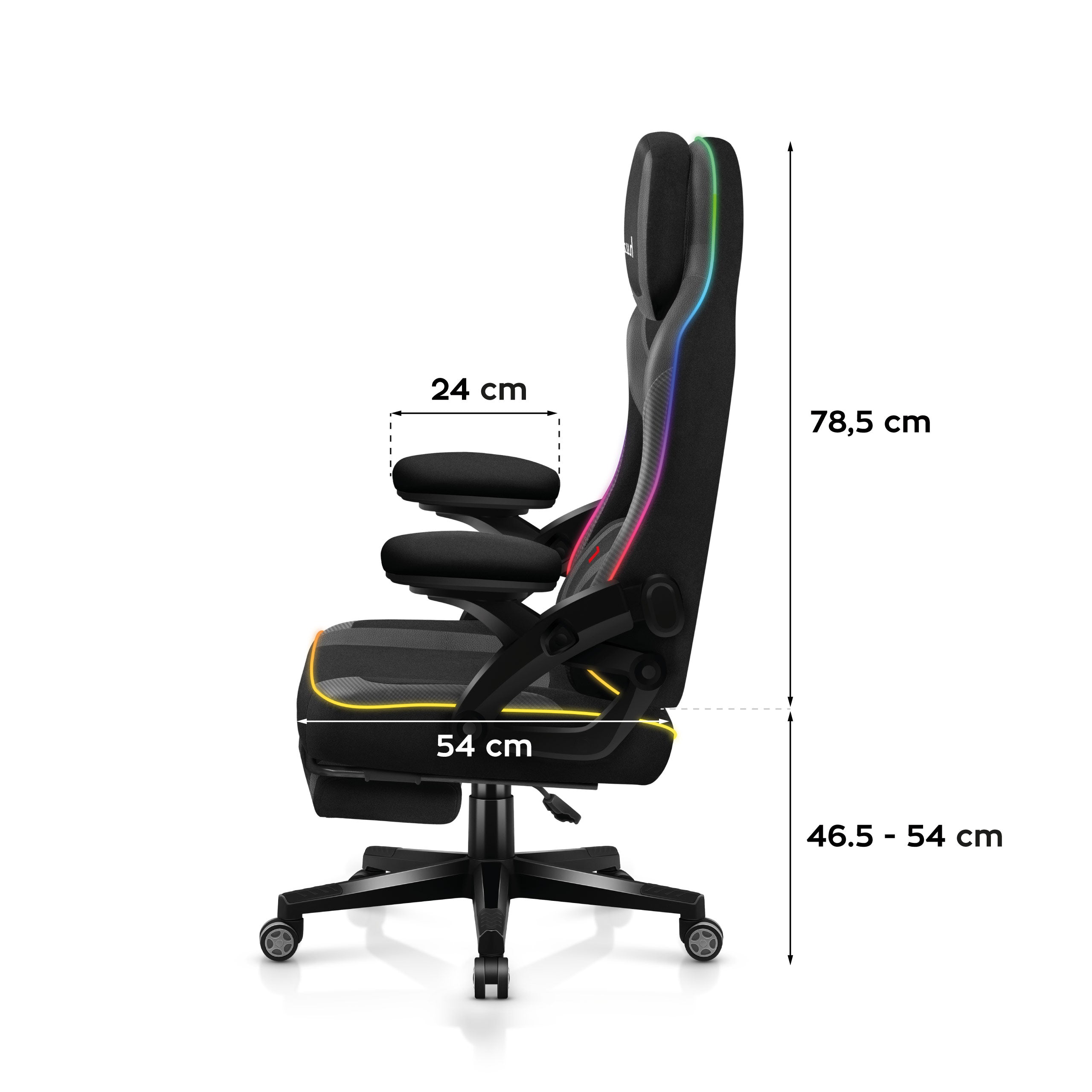 Huzaro Force 4.6 Schwarz Mesh RGB LED Smart Gaming-Stuhl