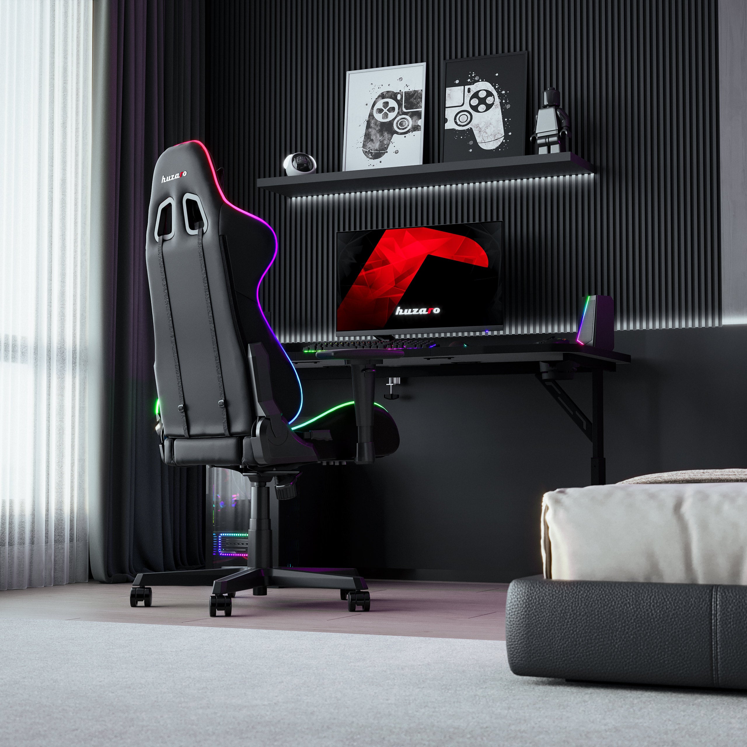 Huzaro Hero 3.6 Schwarzer Gaming-Schreibtisch 140 cm