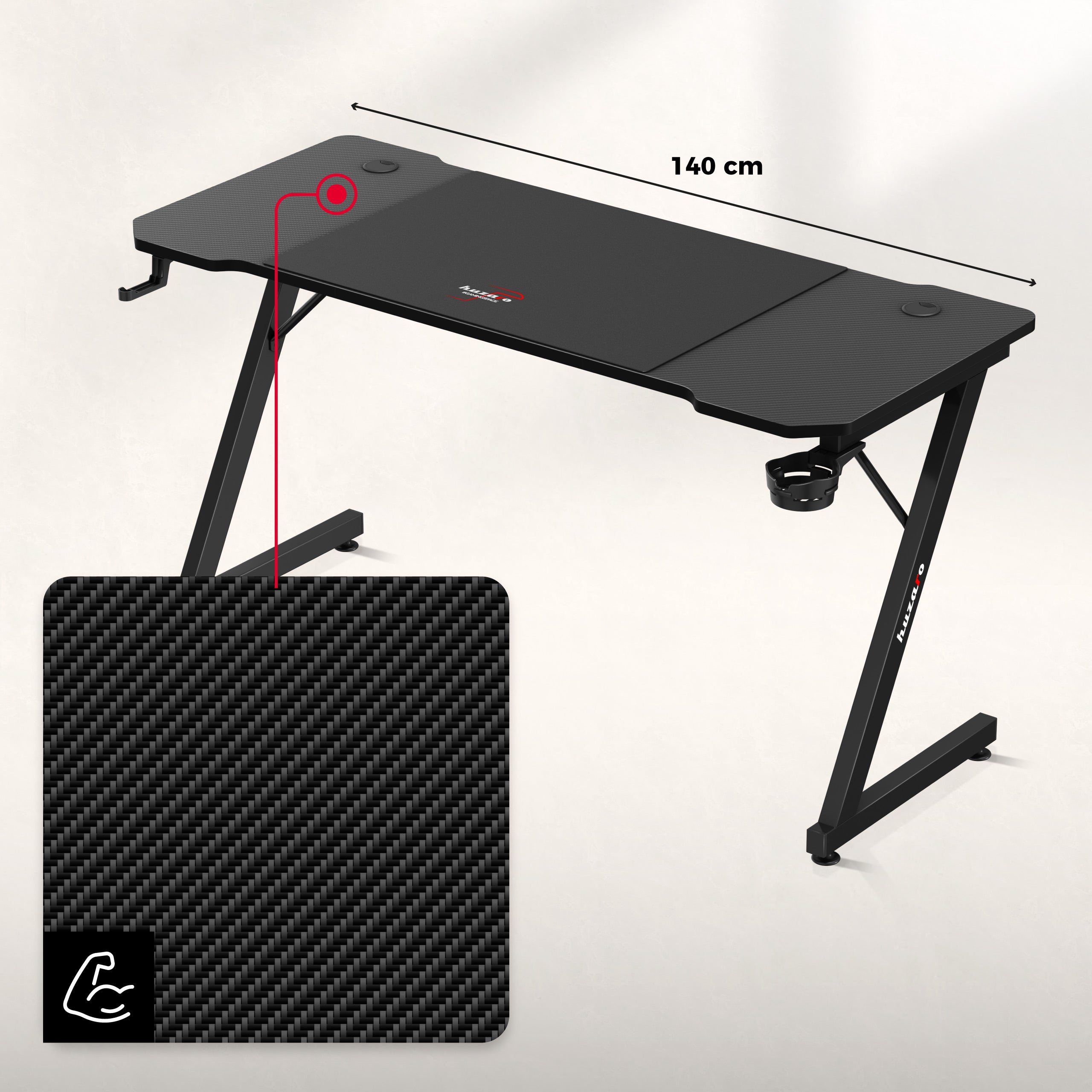 Huzaro Hero 3.3 Schwarzer Gaming-Schreibtisch