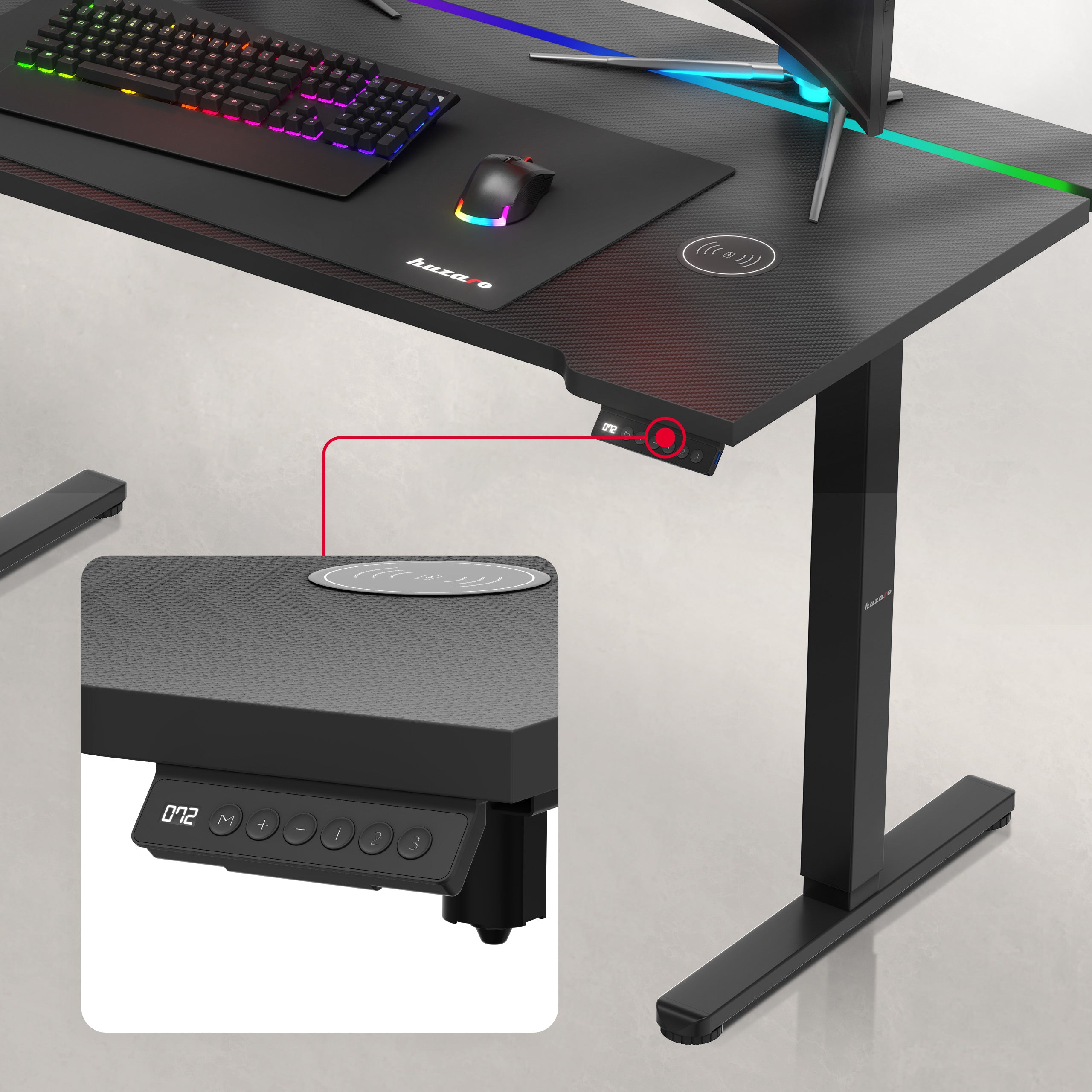 Huzaro Hero 8.7 RGB LED Schwarz elektrischer Schreibtisch