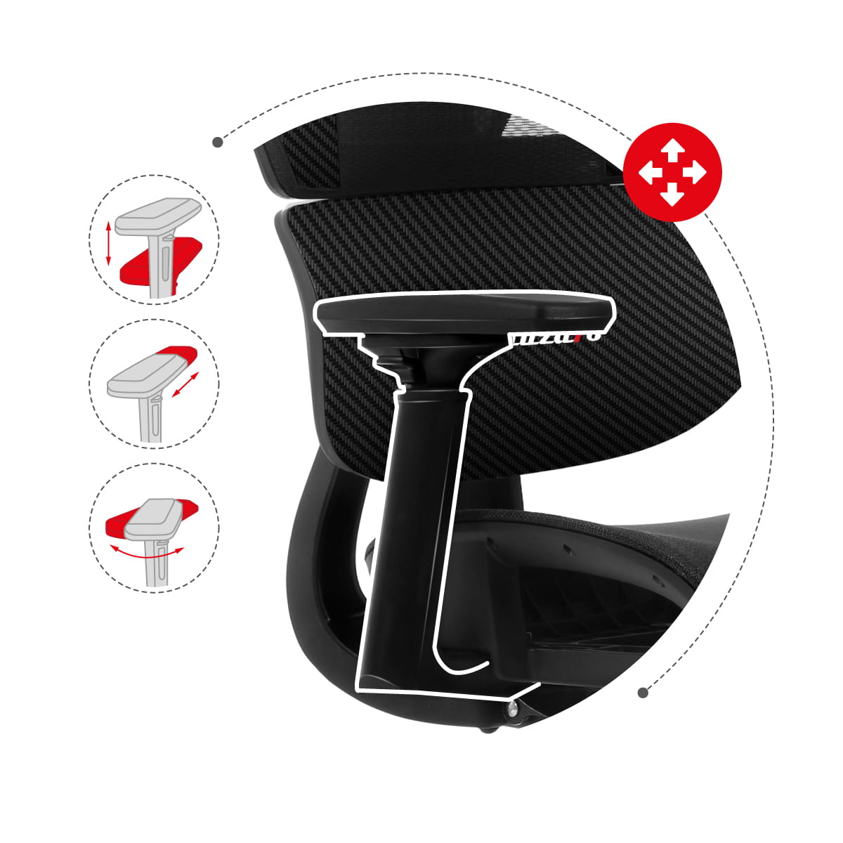 Huzaro Combat 8.0 Carbon Schwarz Gaming-Stuhl