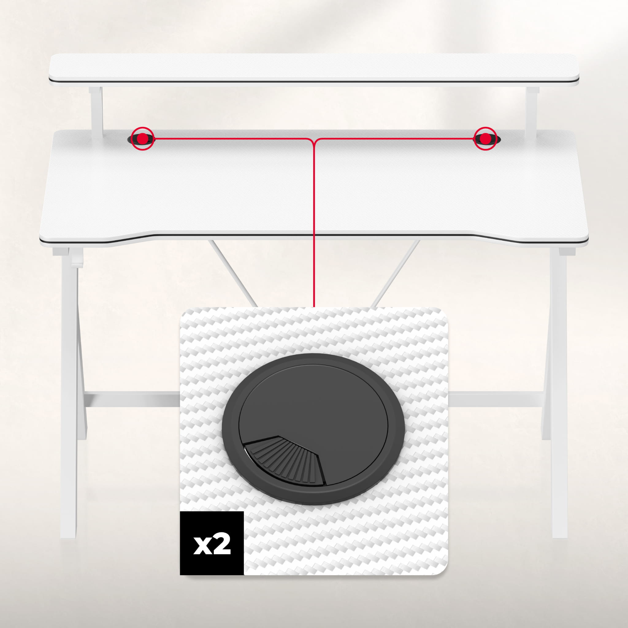 Gaming-Schreibtisch 120 cm Huzaro Hero 1.9 Weiß