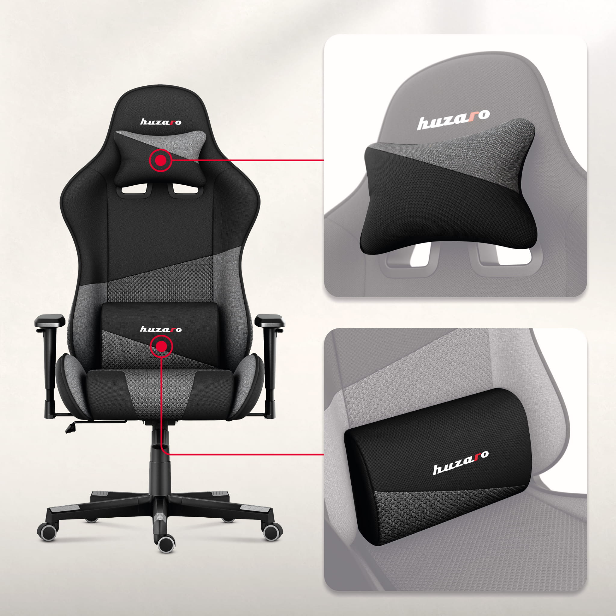HUZARO FORCE 6.2 Grau Mesh Gaming-Stuhl