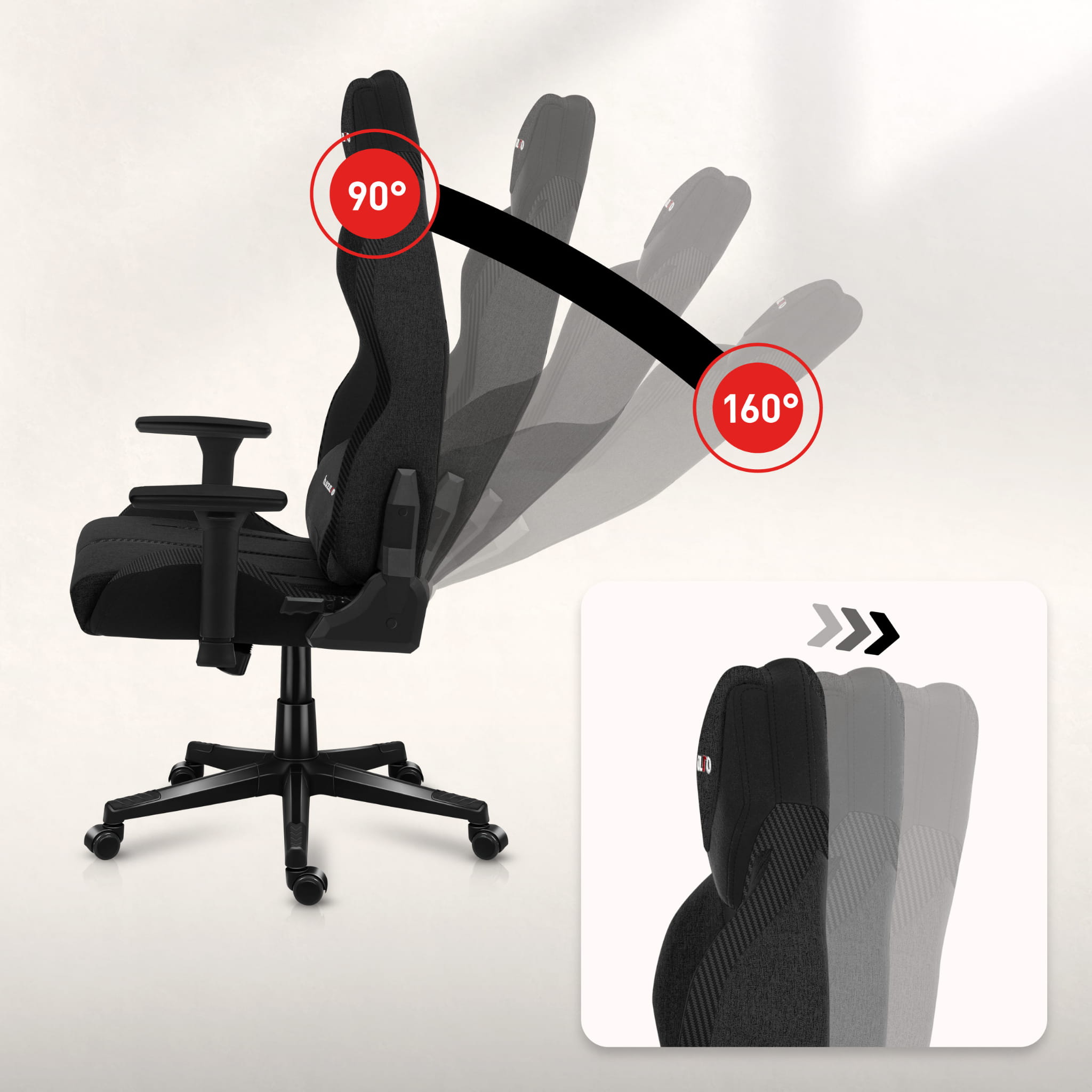 HUZARO FORCE 7.9 Schwarzer Mesh Gaming-Stuhl