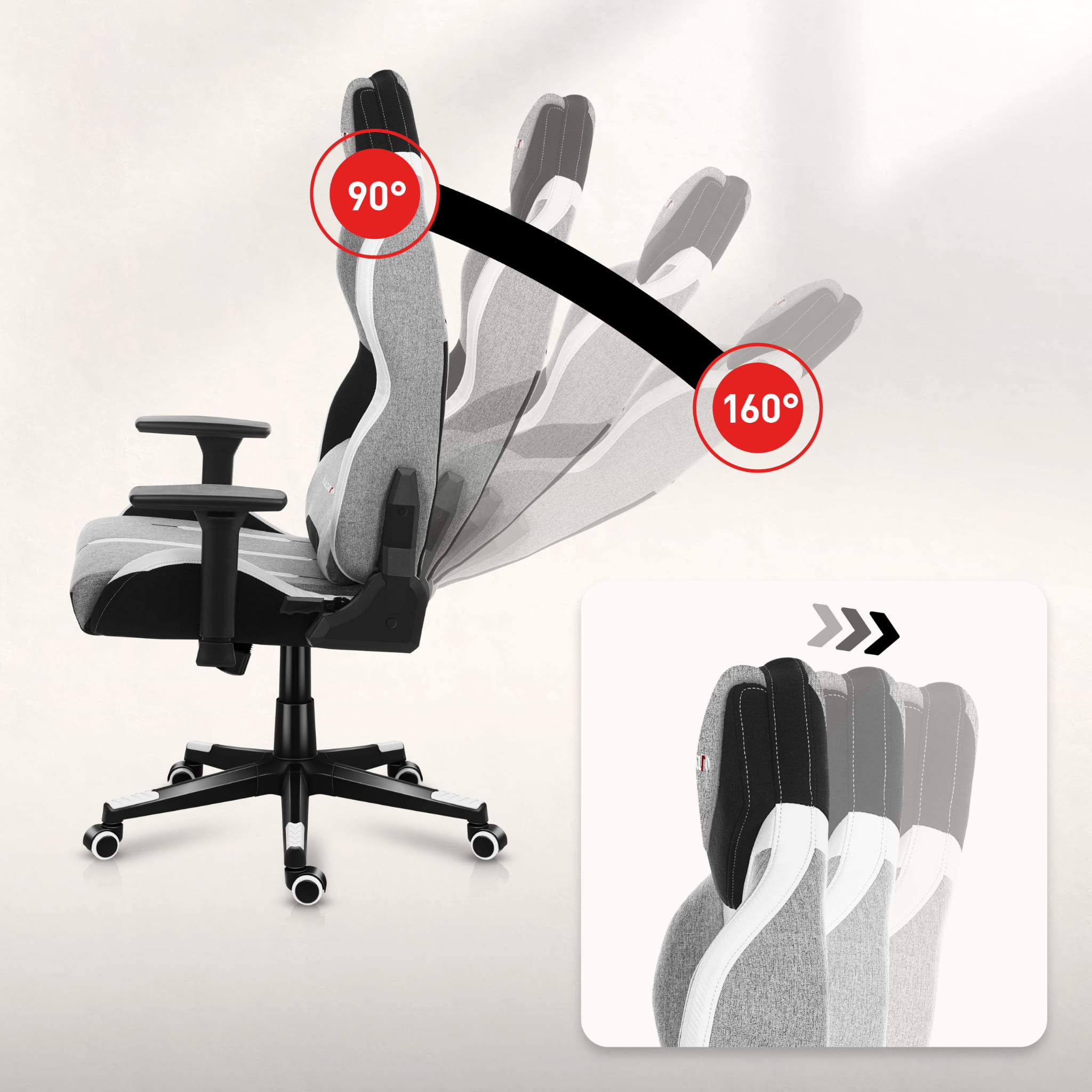 HUZARO FORCE 7.9 Grau Mesh Gaming-Stuhl