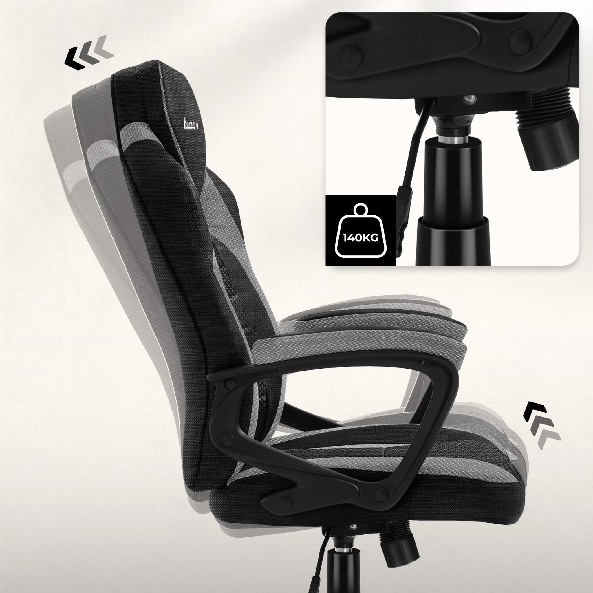 HUZARO FORCE 2.5 Grau Mesh Gaming-Stuhl