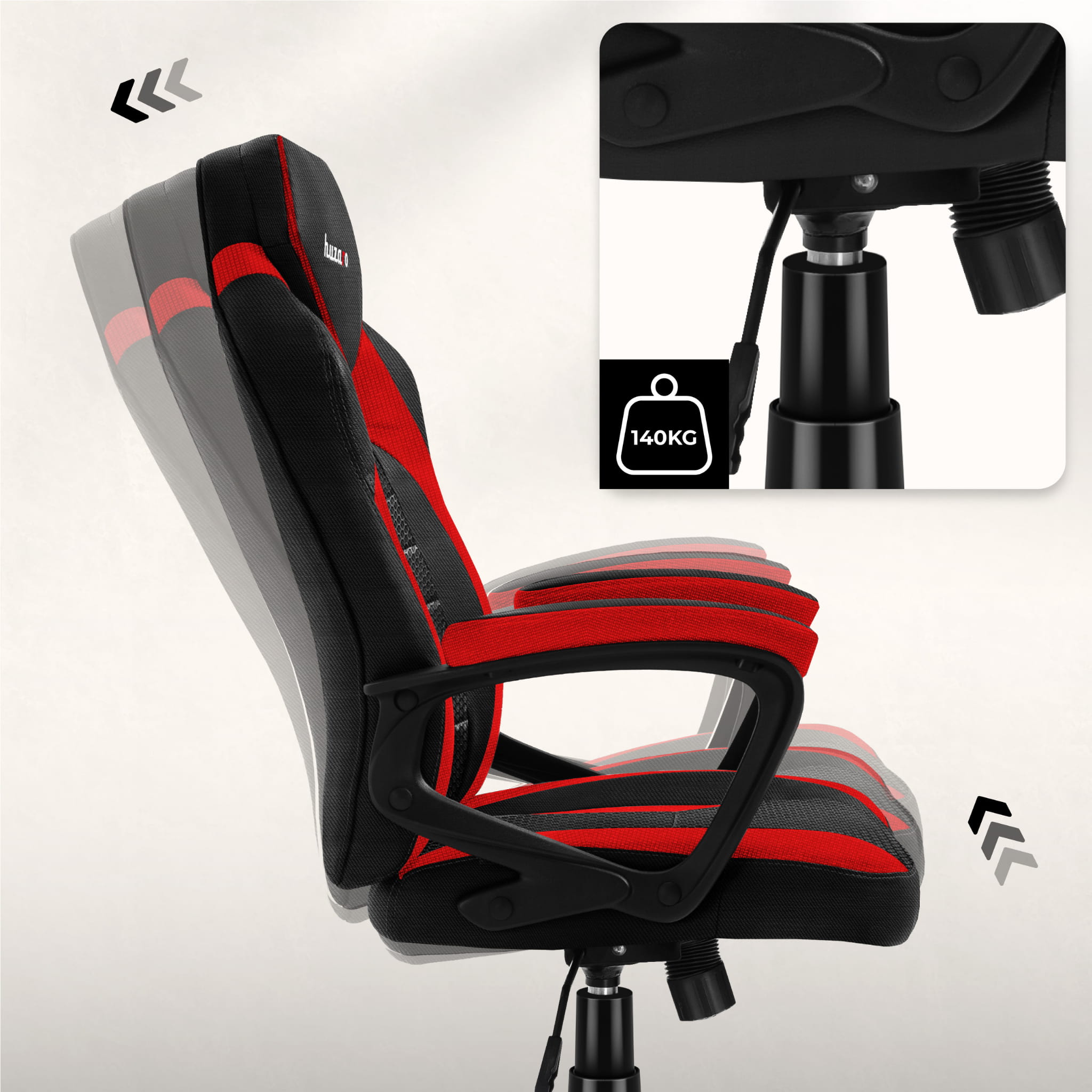 HUZARO FORCE 2.5 Rot Mesh Gaming-Stuhl