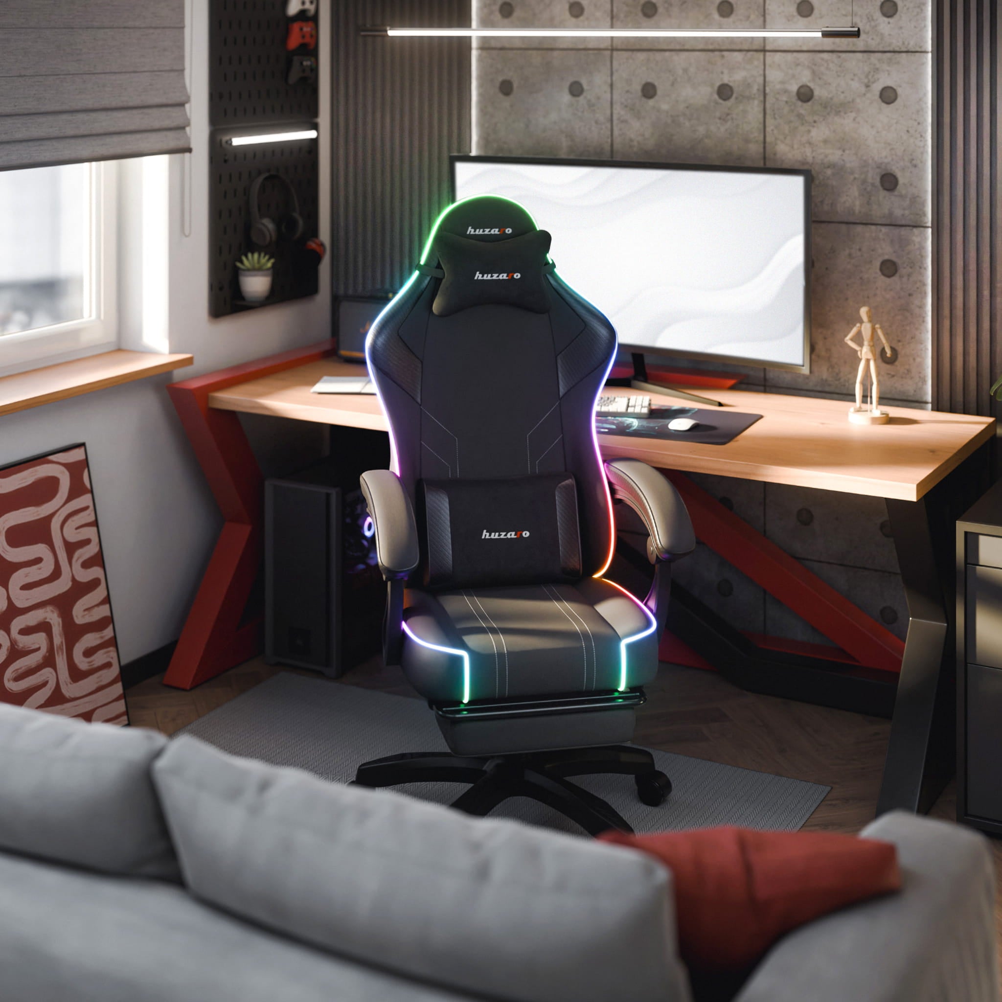 Huzaro Force 3.7 RGB LED Black Gaming-Stuhl