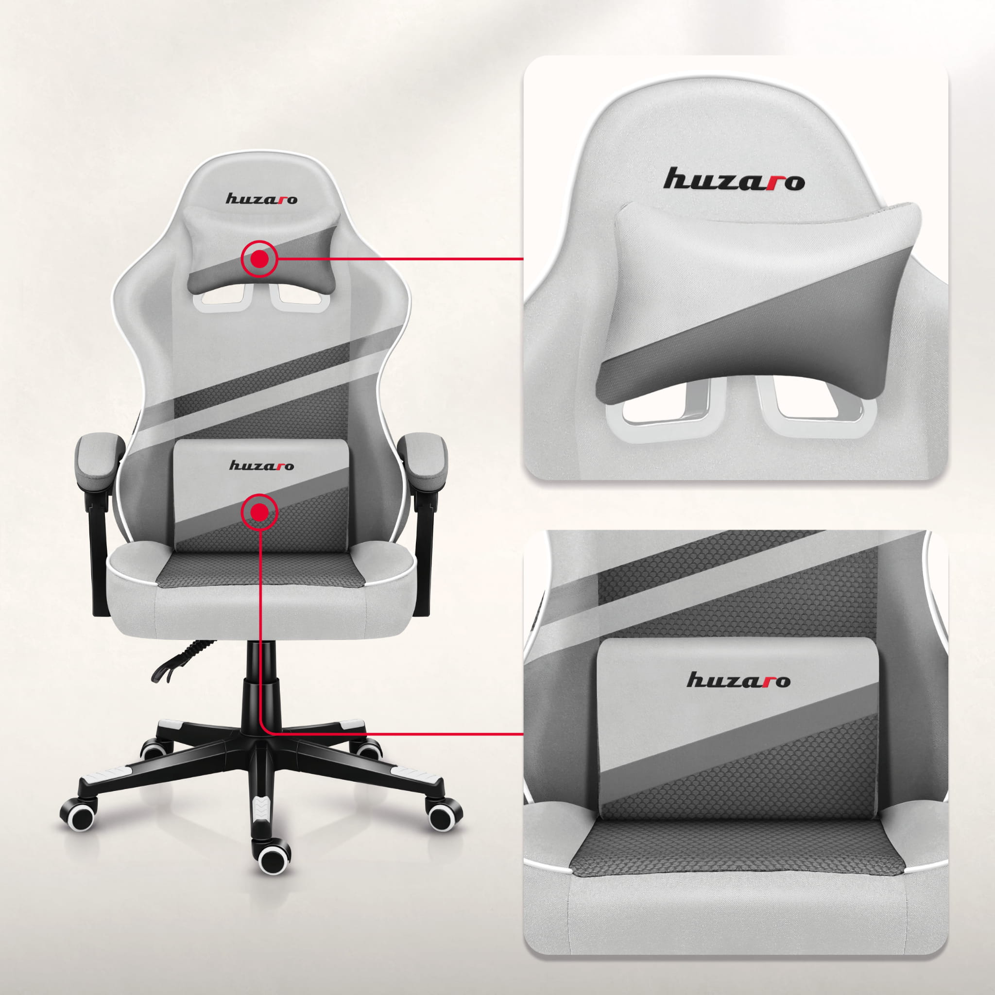 HUZARO FORCE 4.4 Weiß Mesh Gaming-Stuhl