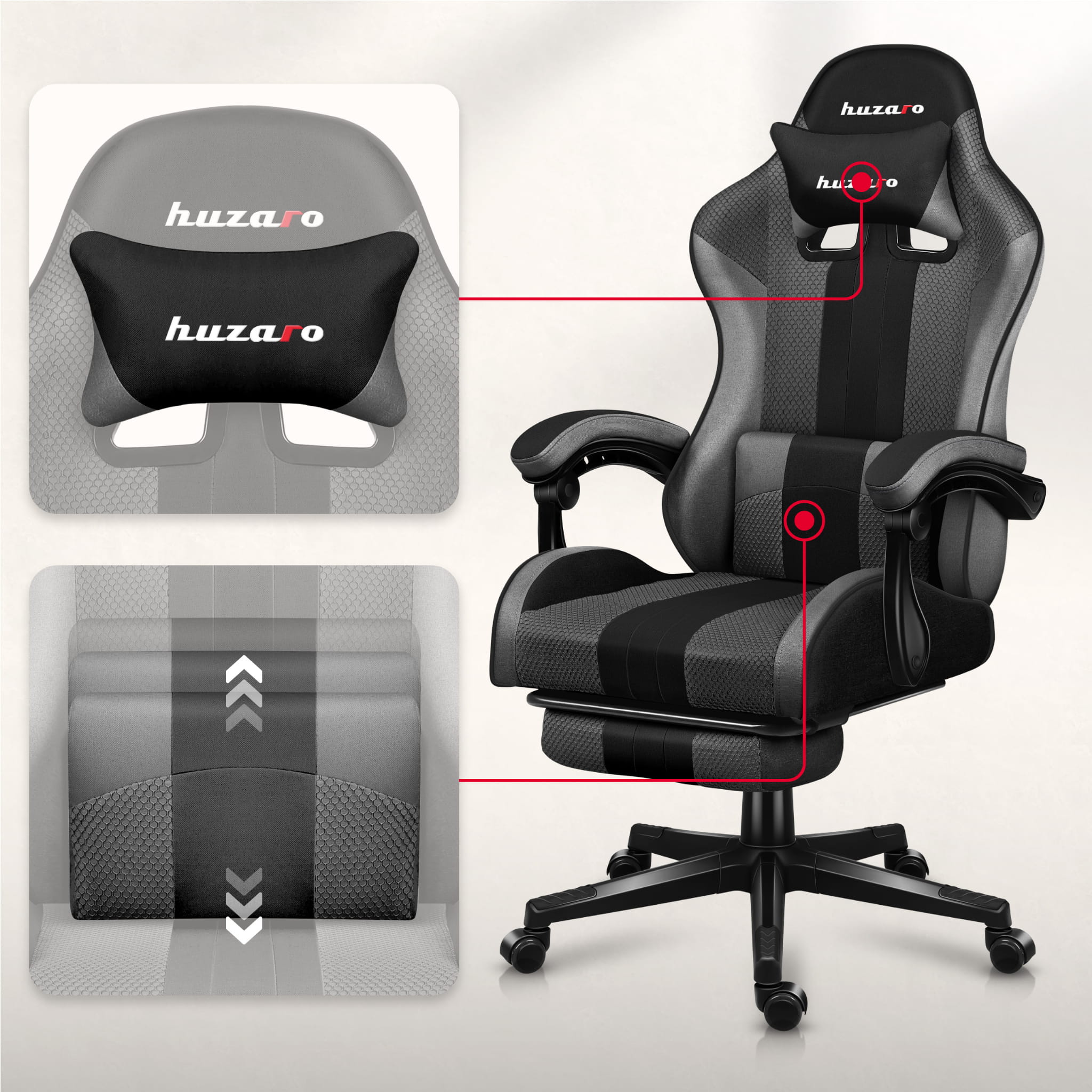 Huzaro Force 4.7 Grau Mesh Gaming-Stuhl