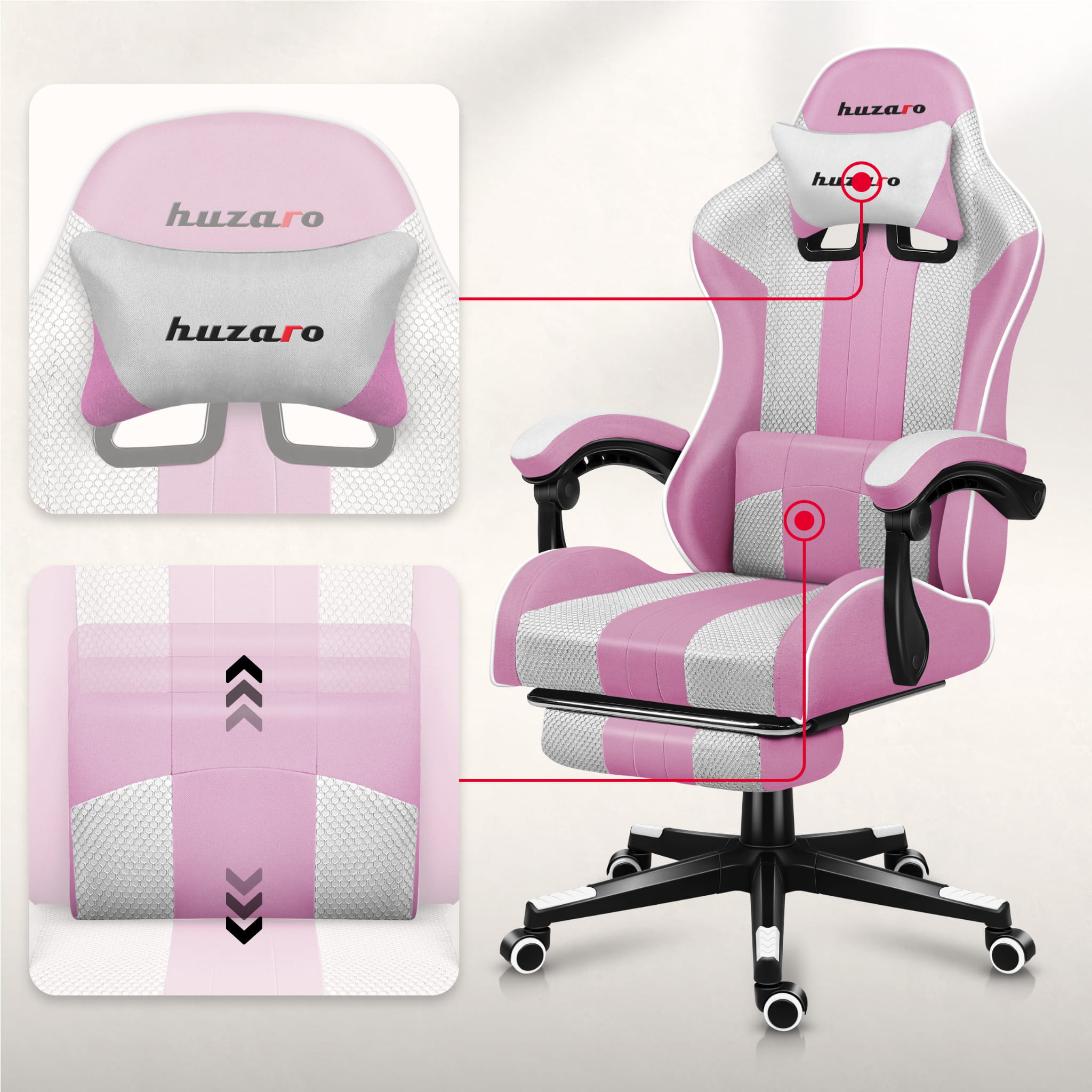 Huzaro Force 4.7 Pink Mesh Gaming-Stuhl