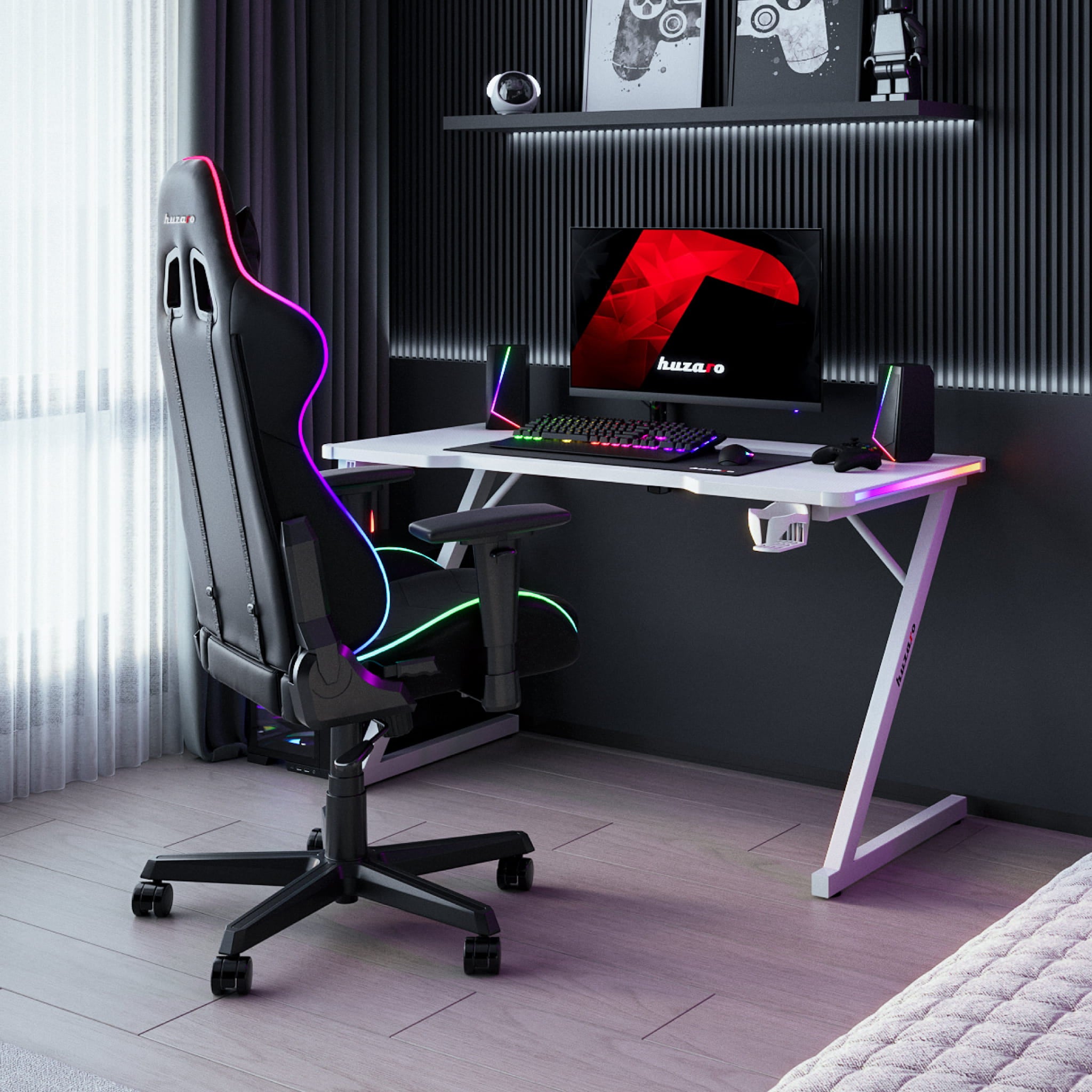 Huzaro Hero 2.5 RGB LED WHITE Gaming-Tisch