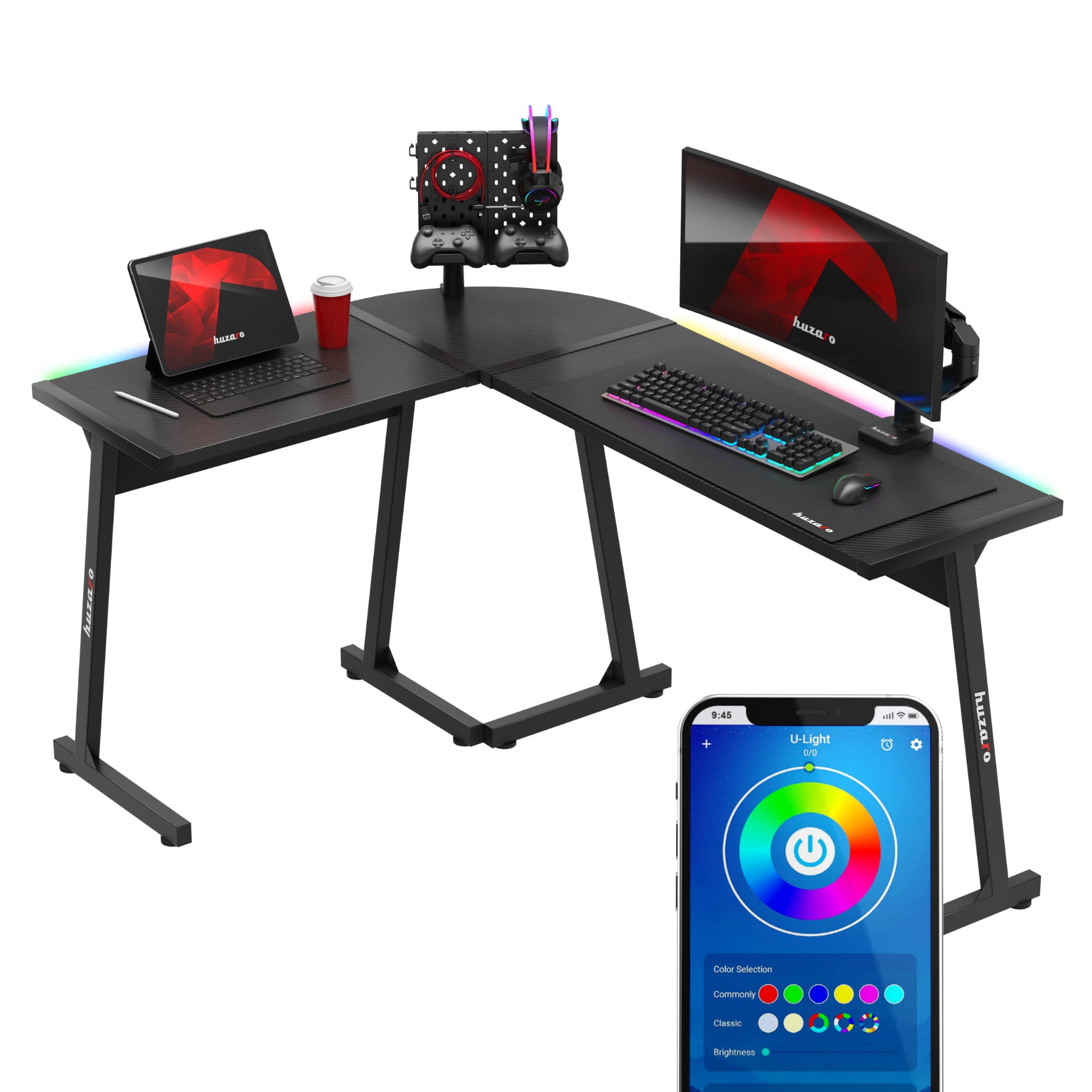 Huzaro Hero 6.0 RGB schwarz Eck-Gaming-Tisch