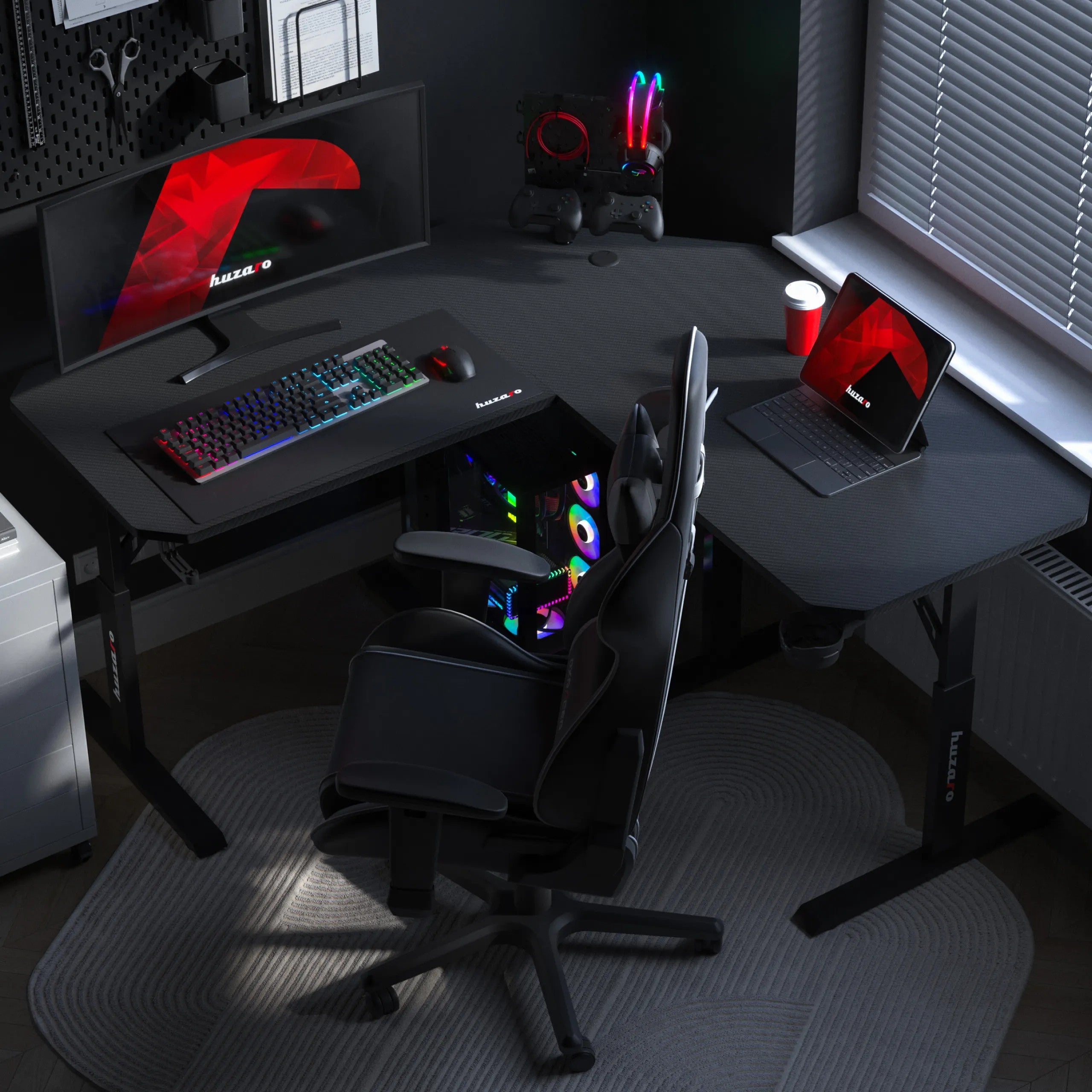 Huzaro Hero 7.3 Elektrischer Eckschreibtisch schwarz