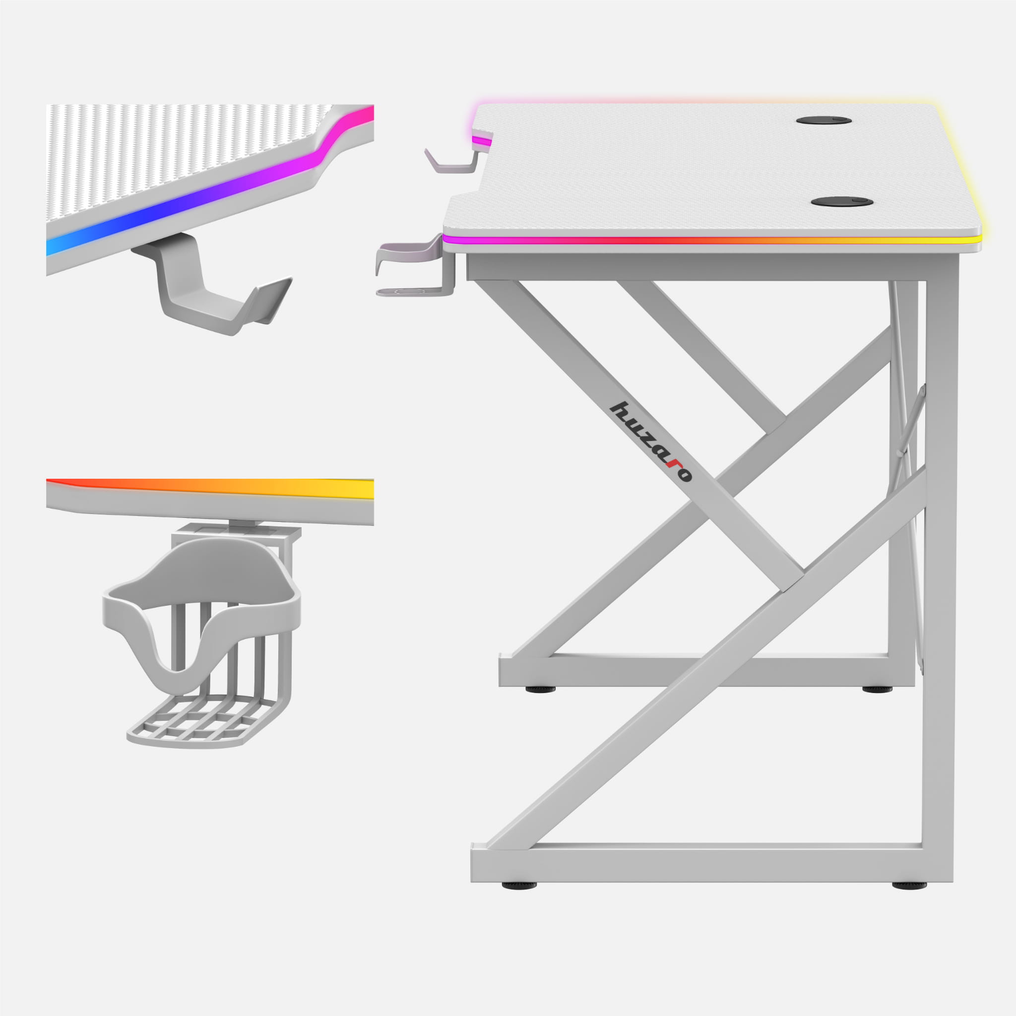 Huzaro Hero 1.7 RGB LED Weißer Gaming-Tisch