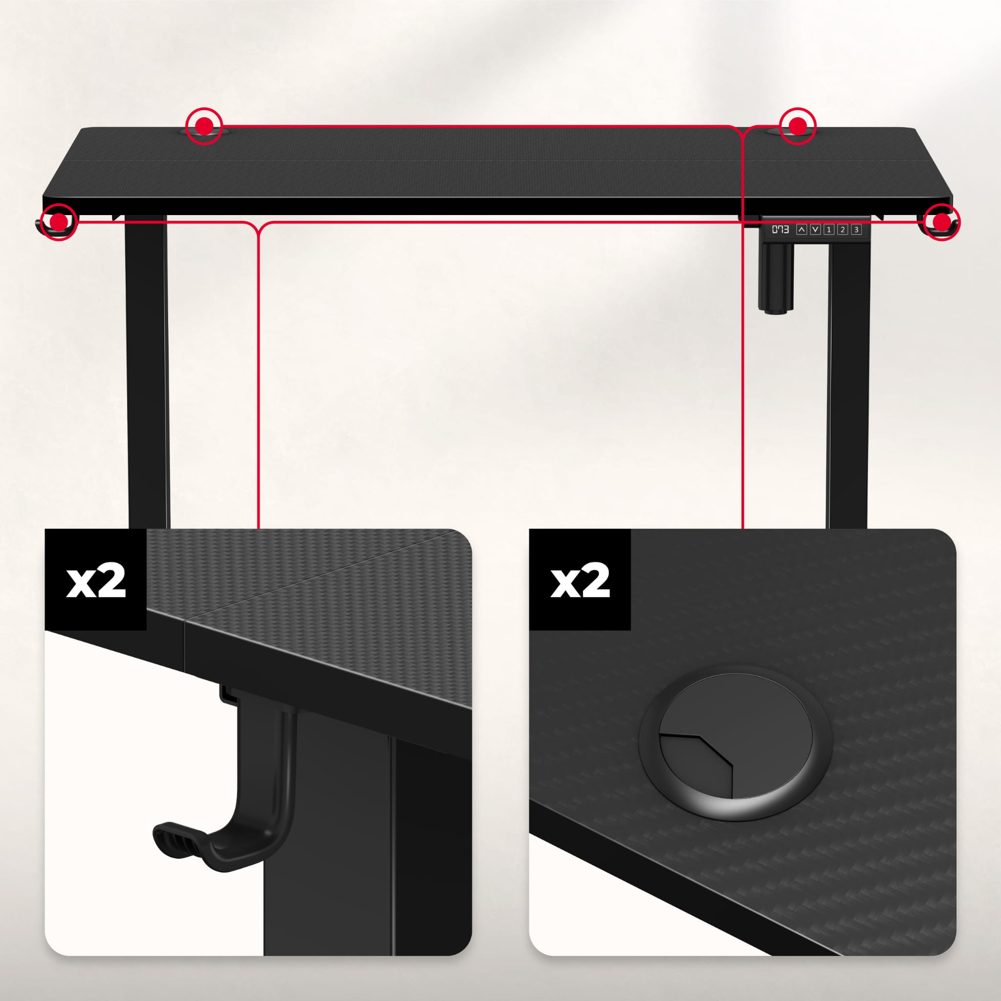 Huzaro Hero 7.9 Schwarzer elektrischer Schreibtisch