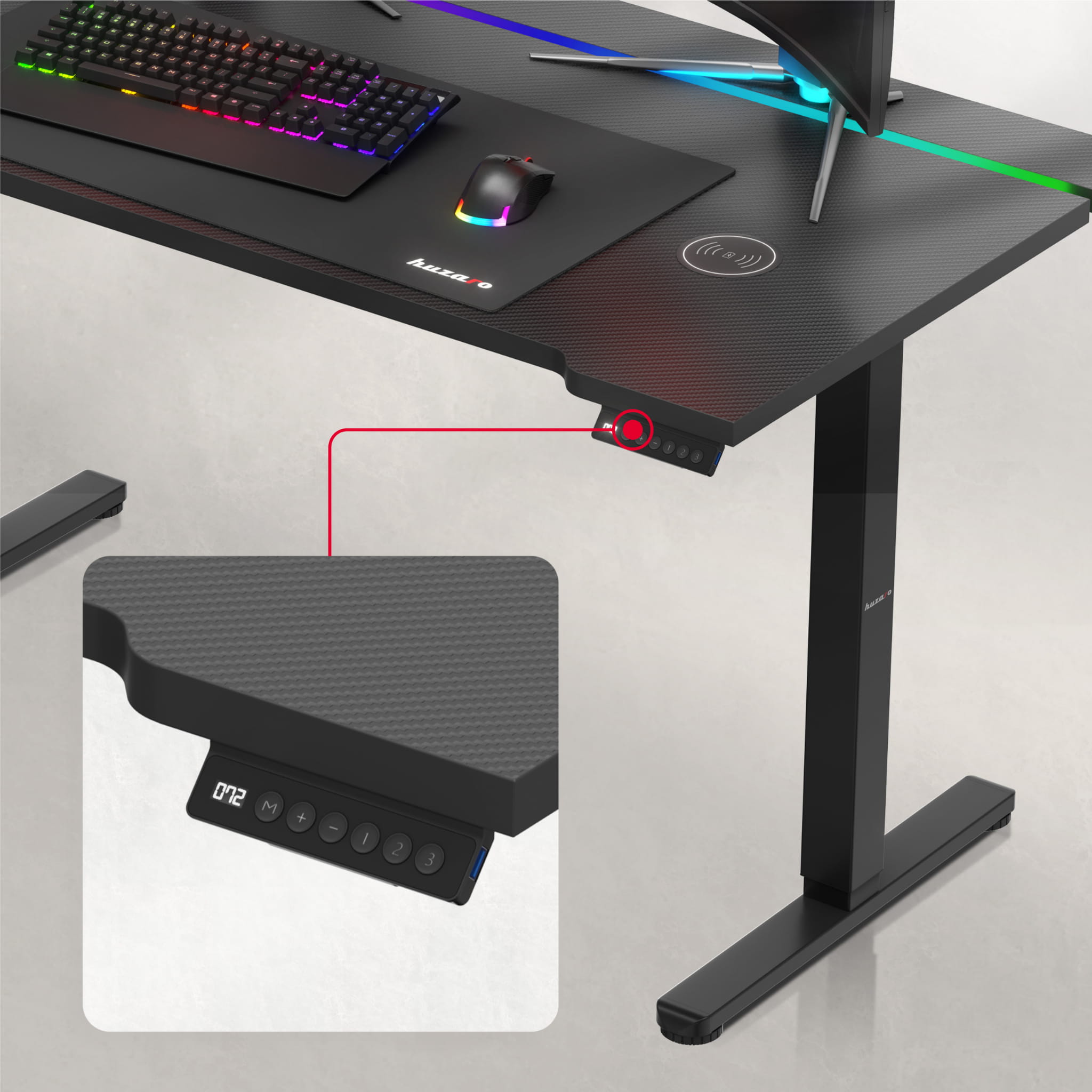 Huzaro Hero 8.7 RGB LED Schwarz elektrischer Schreibtisch