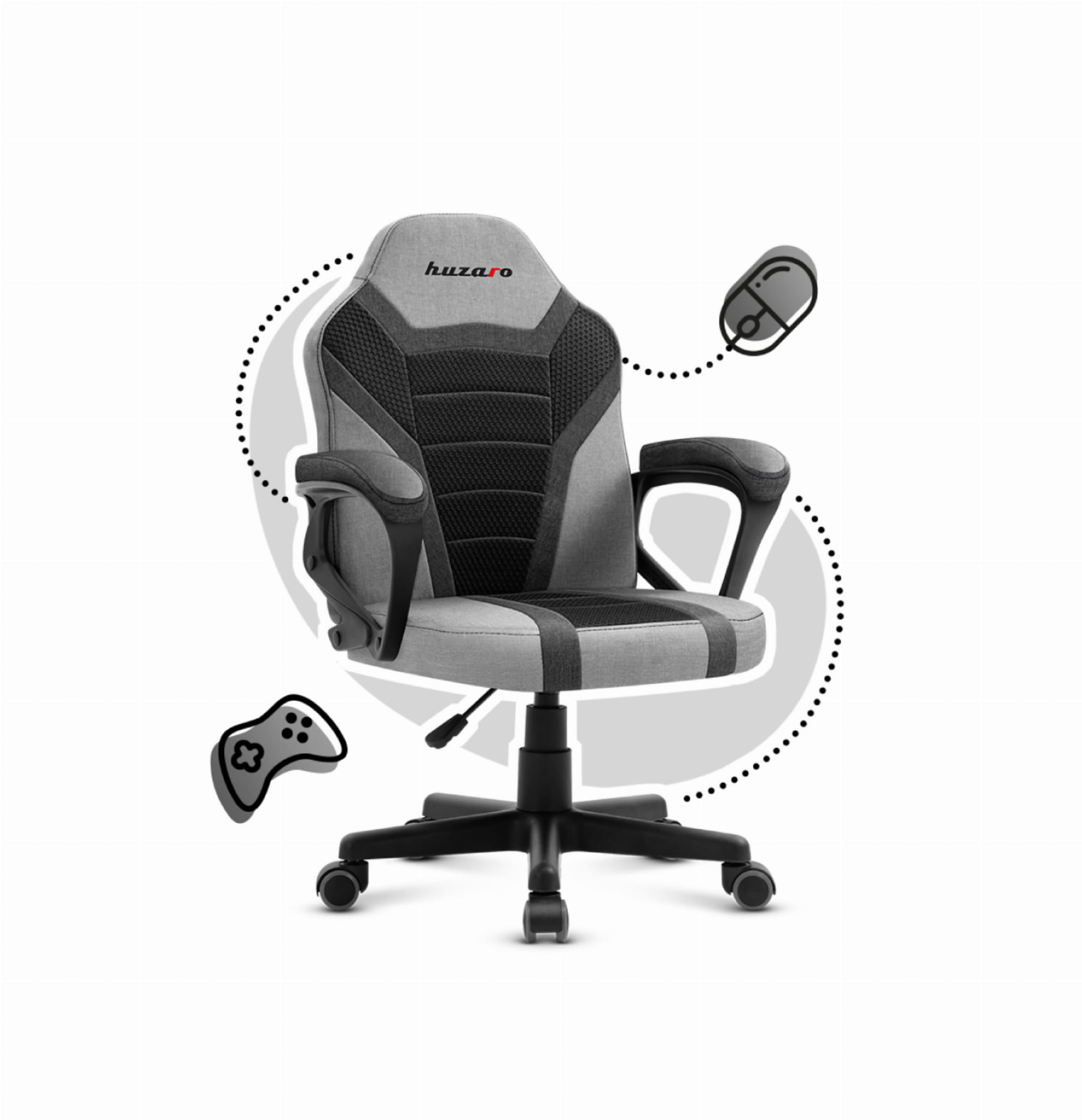 HUZARO RANGER 1.0 Grau Mesh Gaming-Stuhl für Kinder
