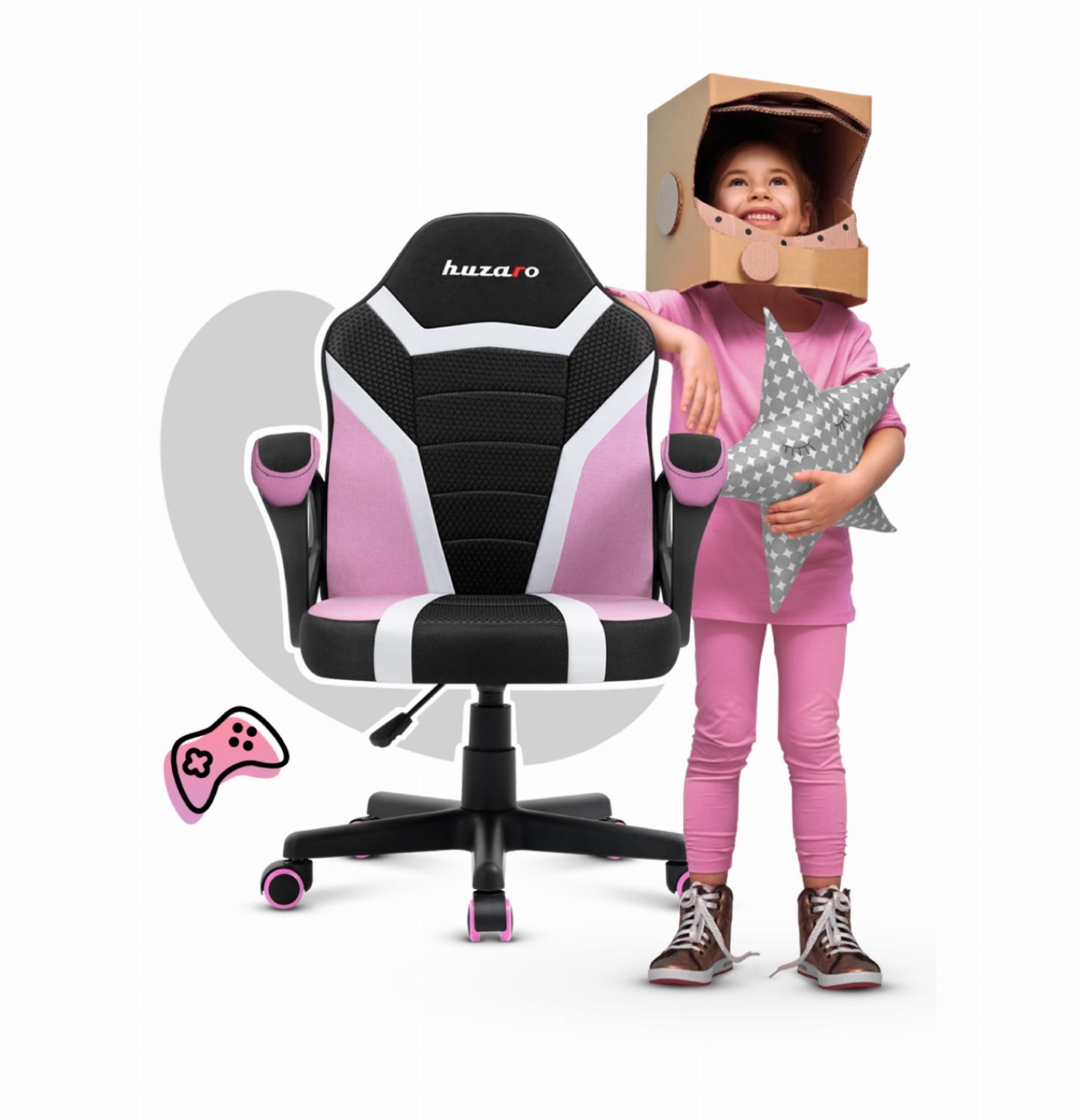 HUZARO RANGER 1.0 Rosa Mesh Gaming-Stuhl für Kinder
