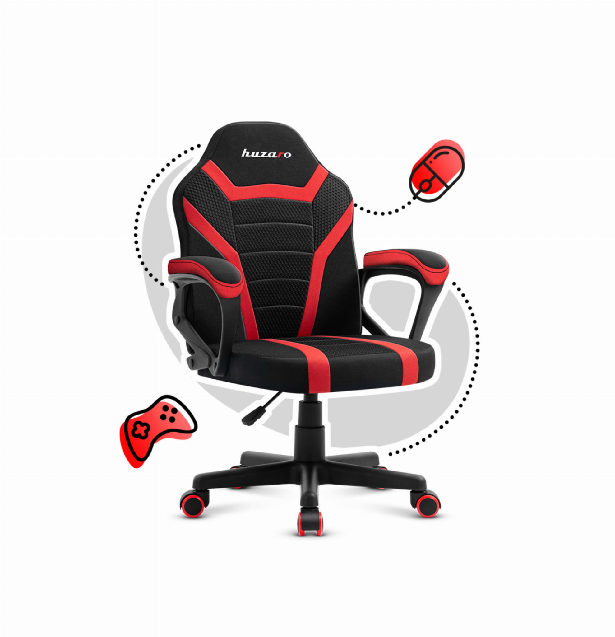 HUZARO RANGER 1.0 Rot Mesh Gaming-Stuhl für Kinder