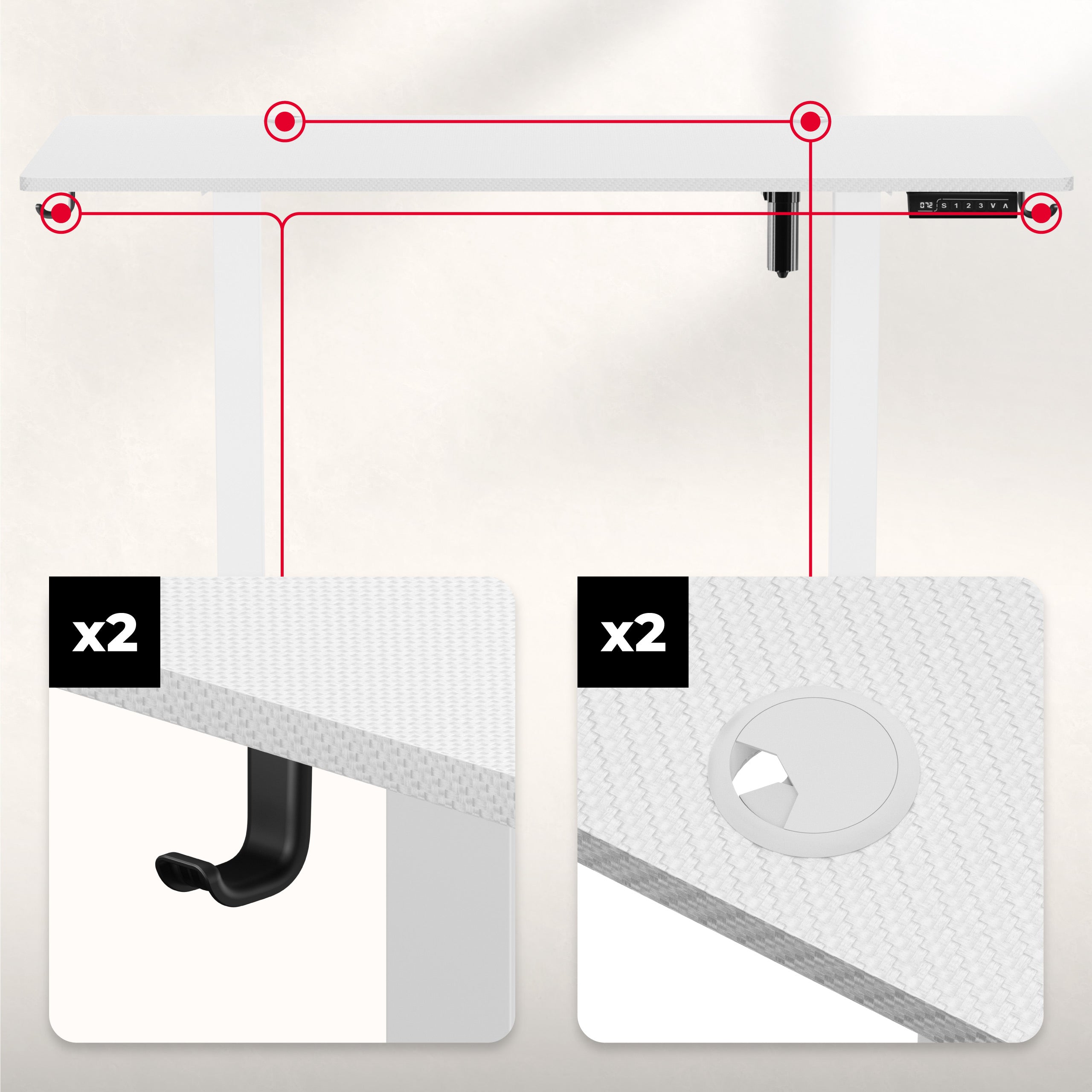 2 x Kabeleinlässe und Griffe für Kopfhörer, Rucksack und Tasche