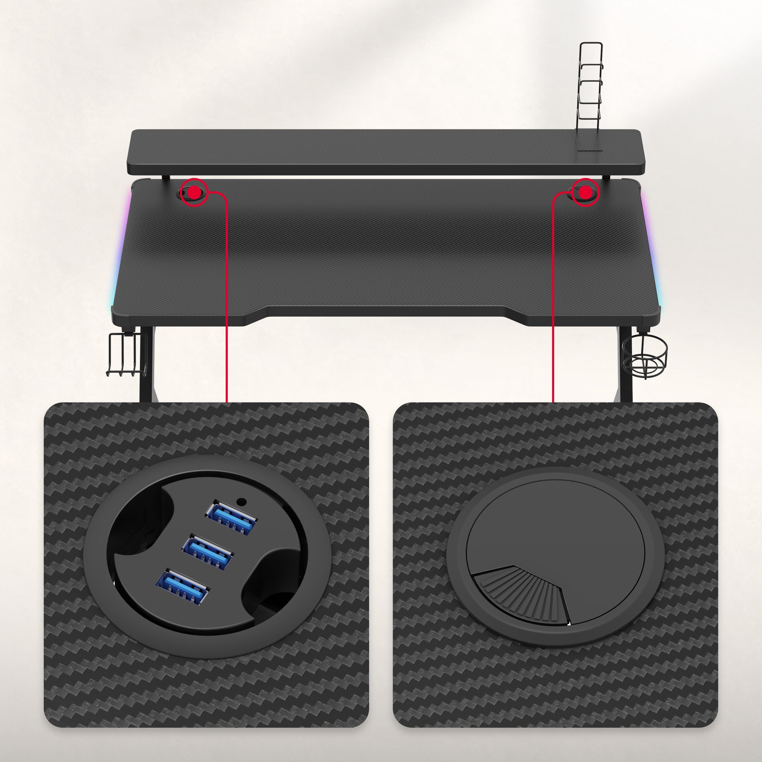 USB-Hub und Kabeleinlässe