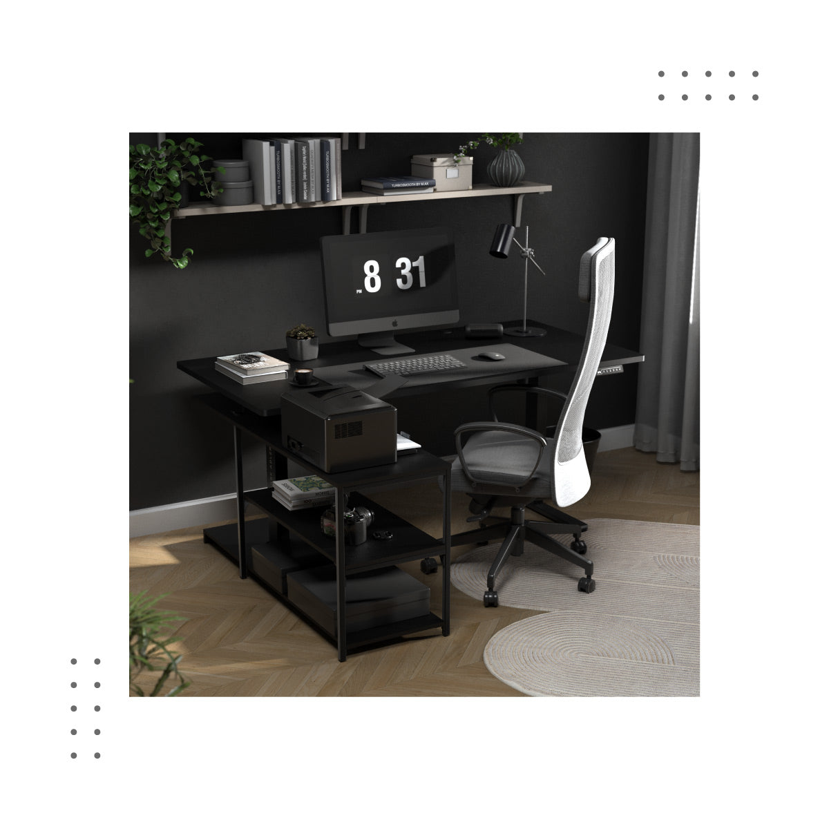 An allen Schreibtischen angebracht