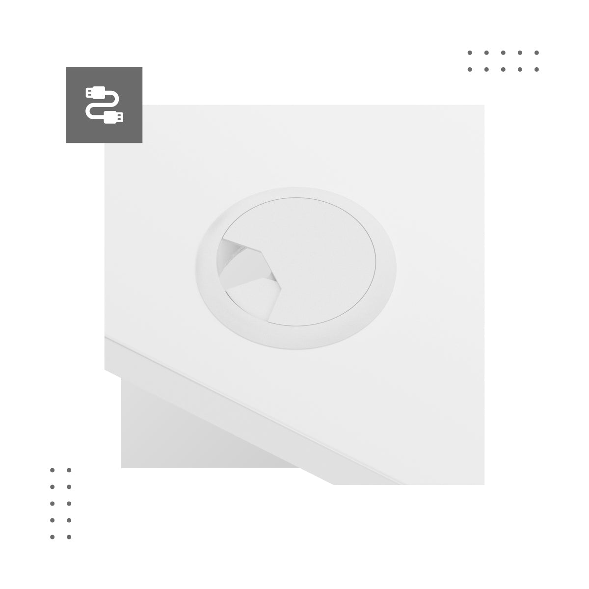 Einlässe für Drähte auf beiden Seiten der Arbeitsplatte