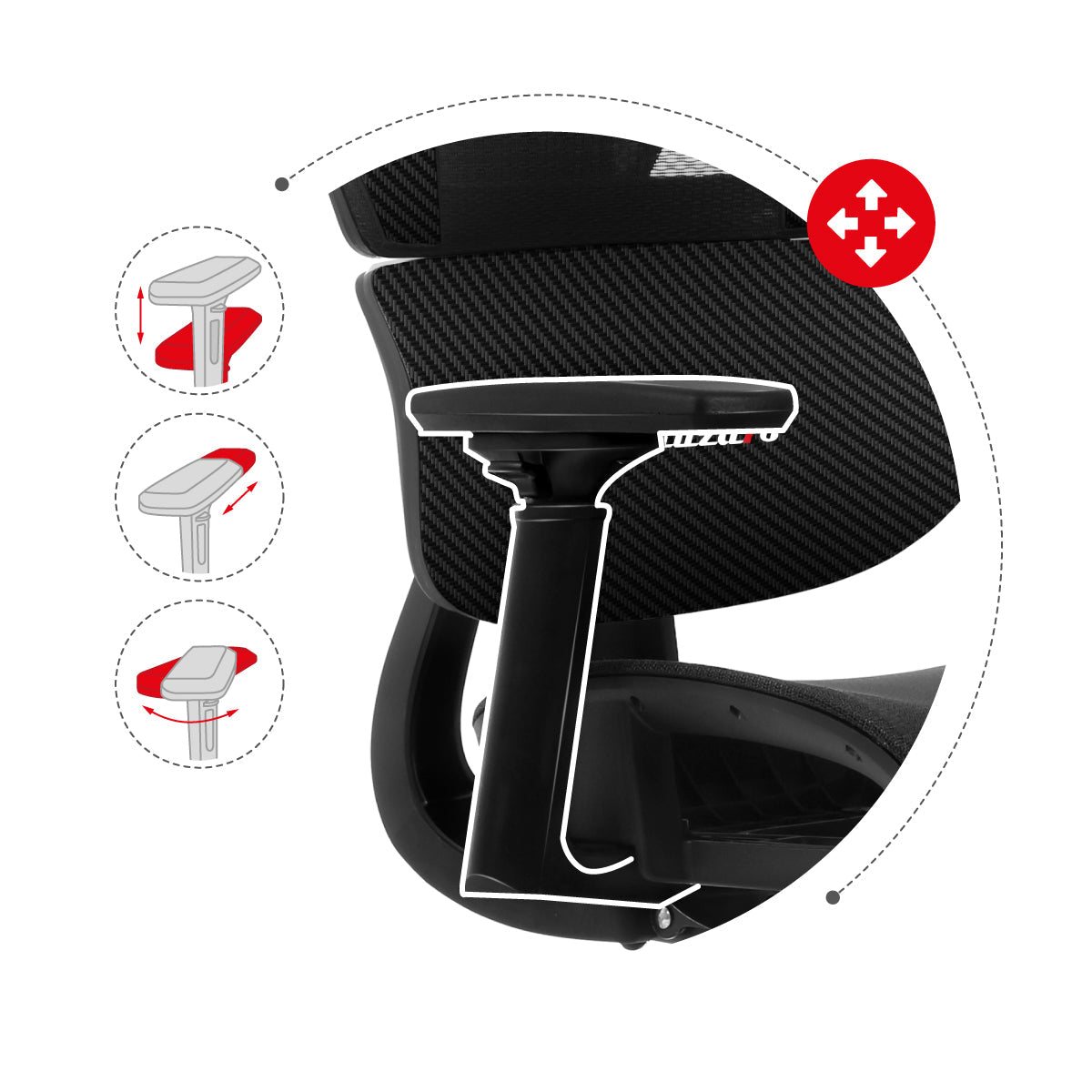 Verstellbare Armlehnen