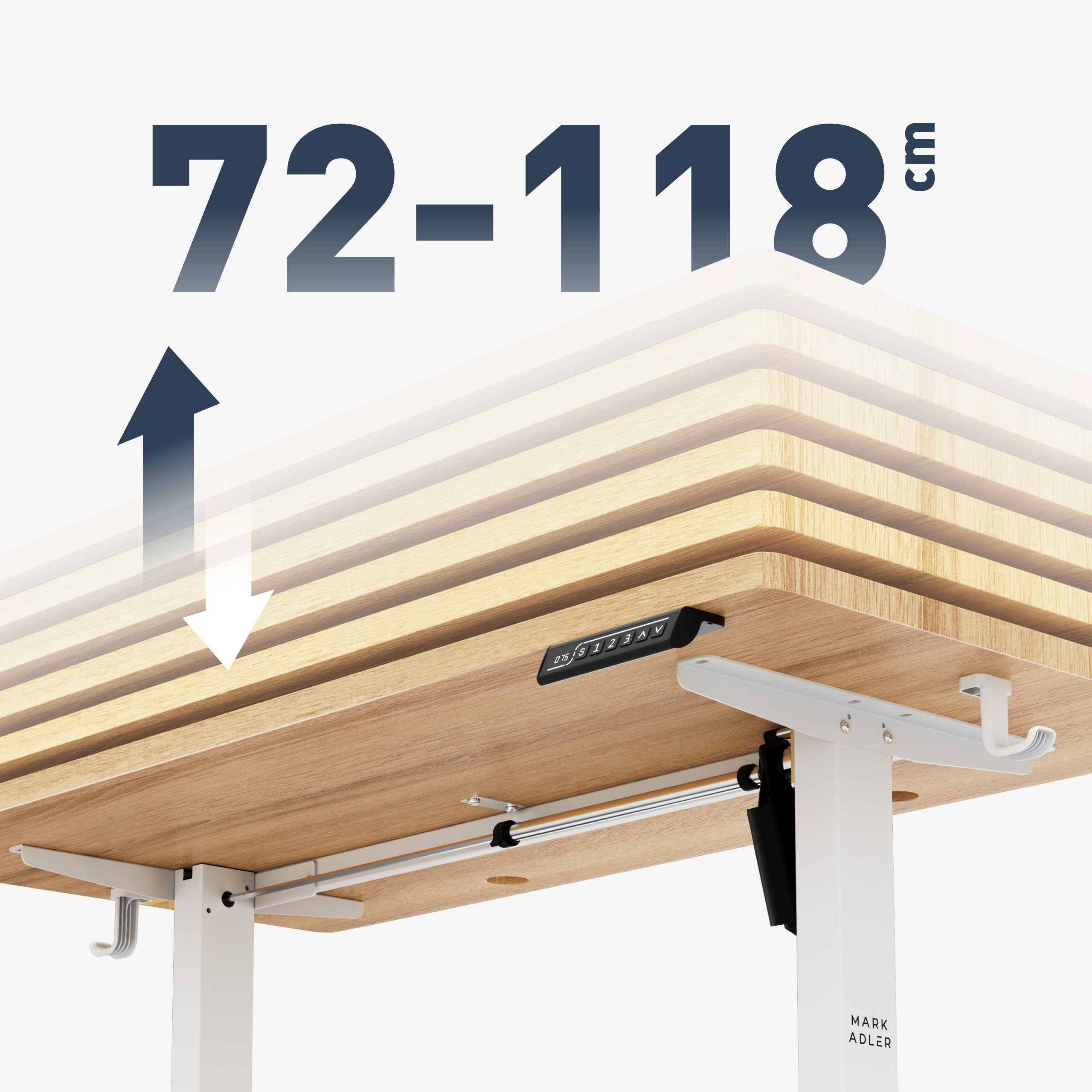 Großer Höhenverstellbereich: 72 – 118 cm