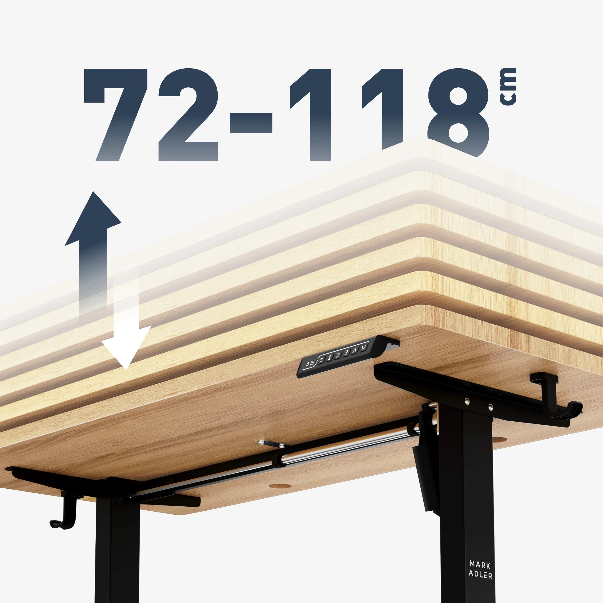 Großer Höhenverstellbereich: 72 – 118 cm